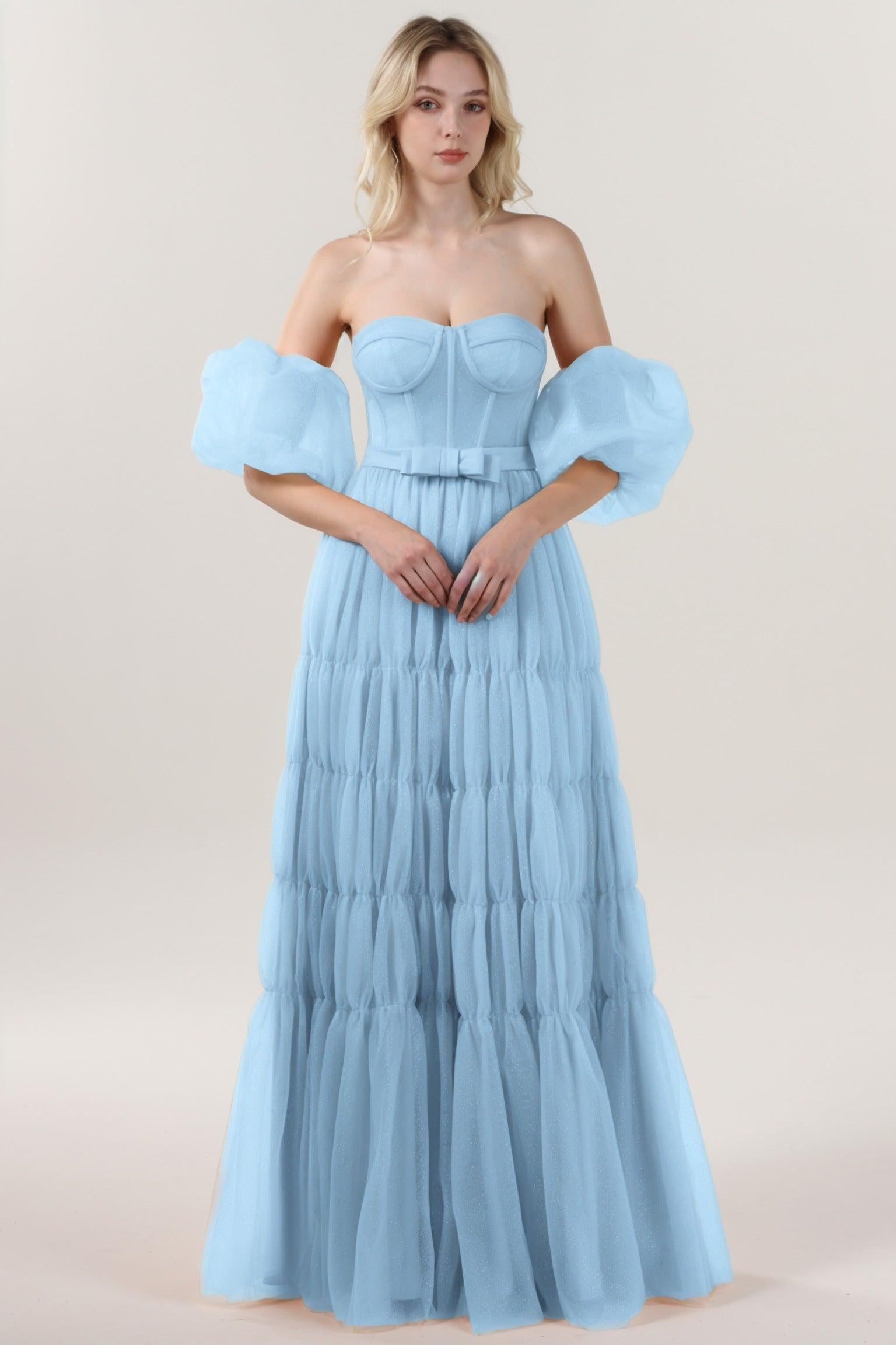 A-Line Maxi Tulle Formal Dress CS0661 - COCOMELODY