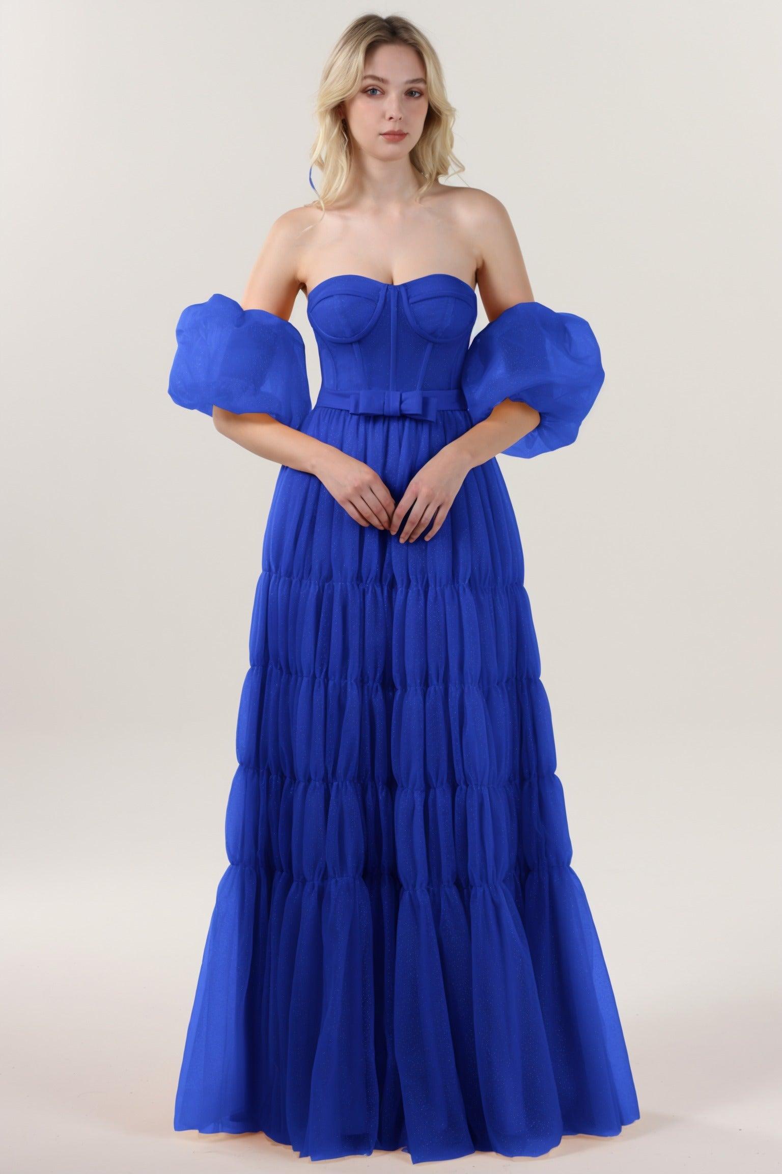 A-Line Maxi Tulle Formal Dress CS0661 - COCOMELODY