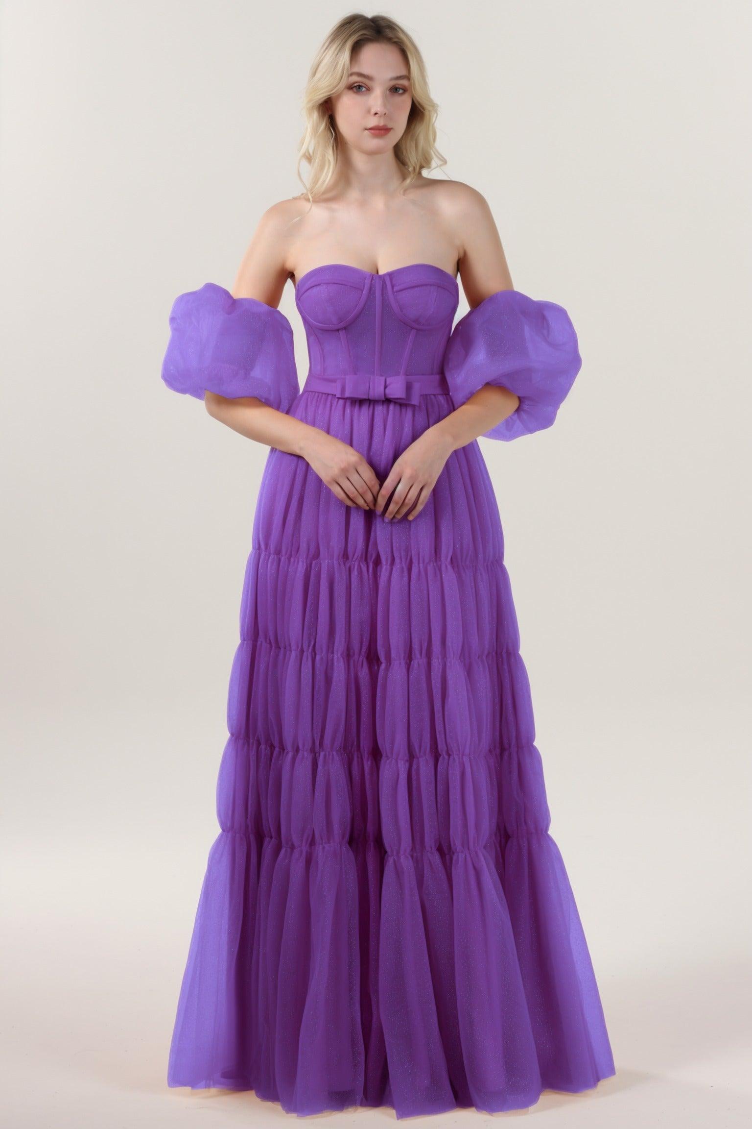 A-Line Maxi Tulle Formal Dress CS0661 - COCOMELODY