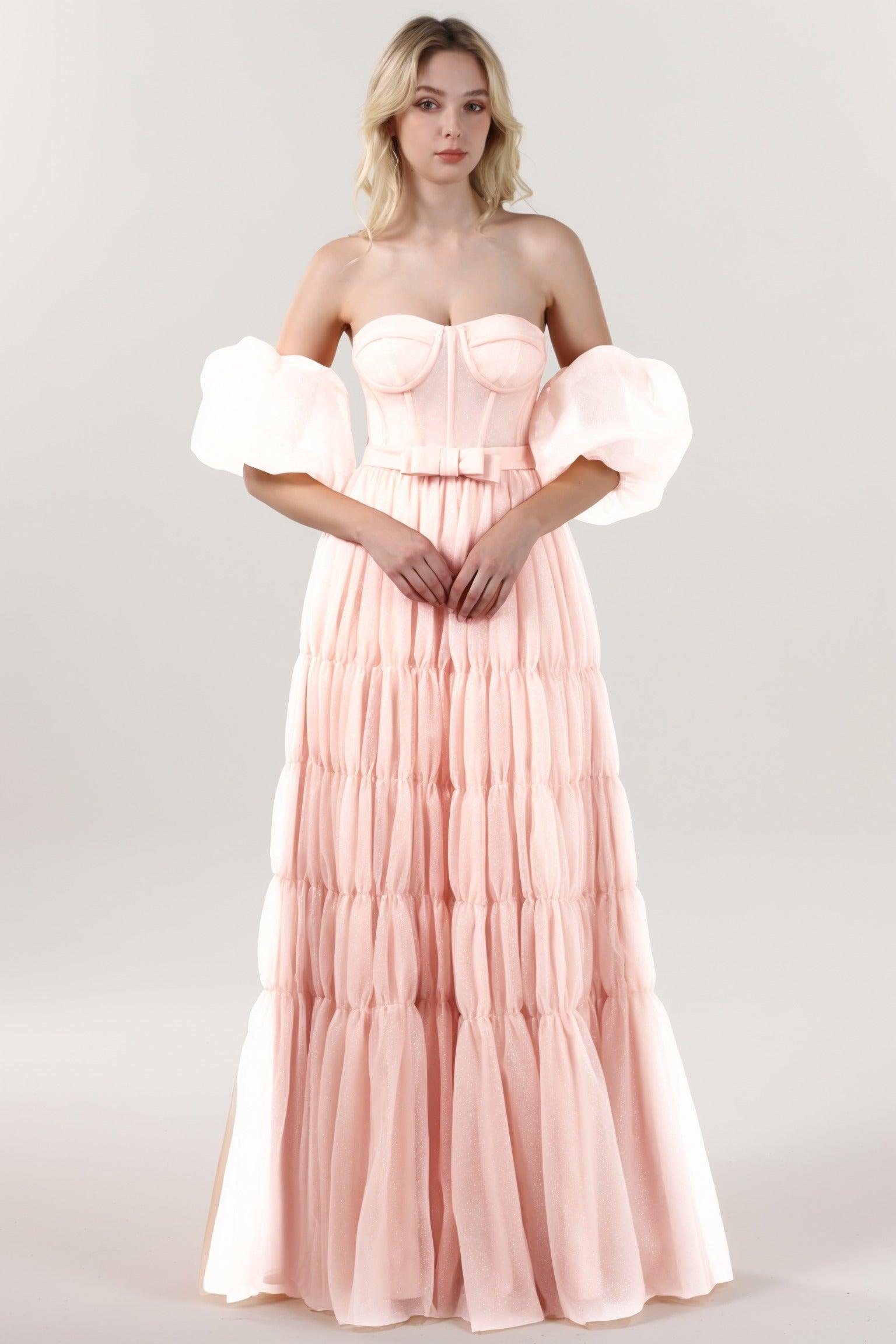 A-Line Maxi Tulle Formal Dress CS0661 - COCOMELODY