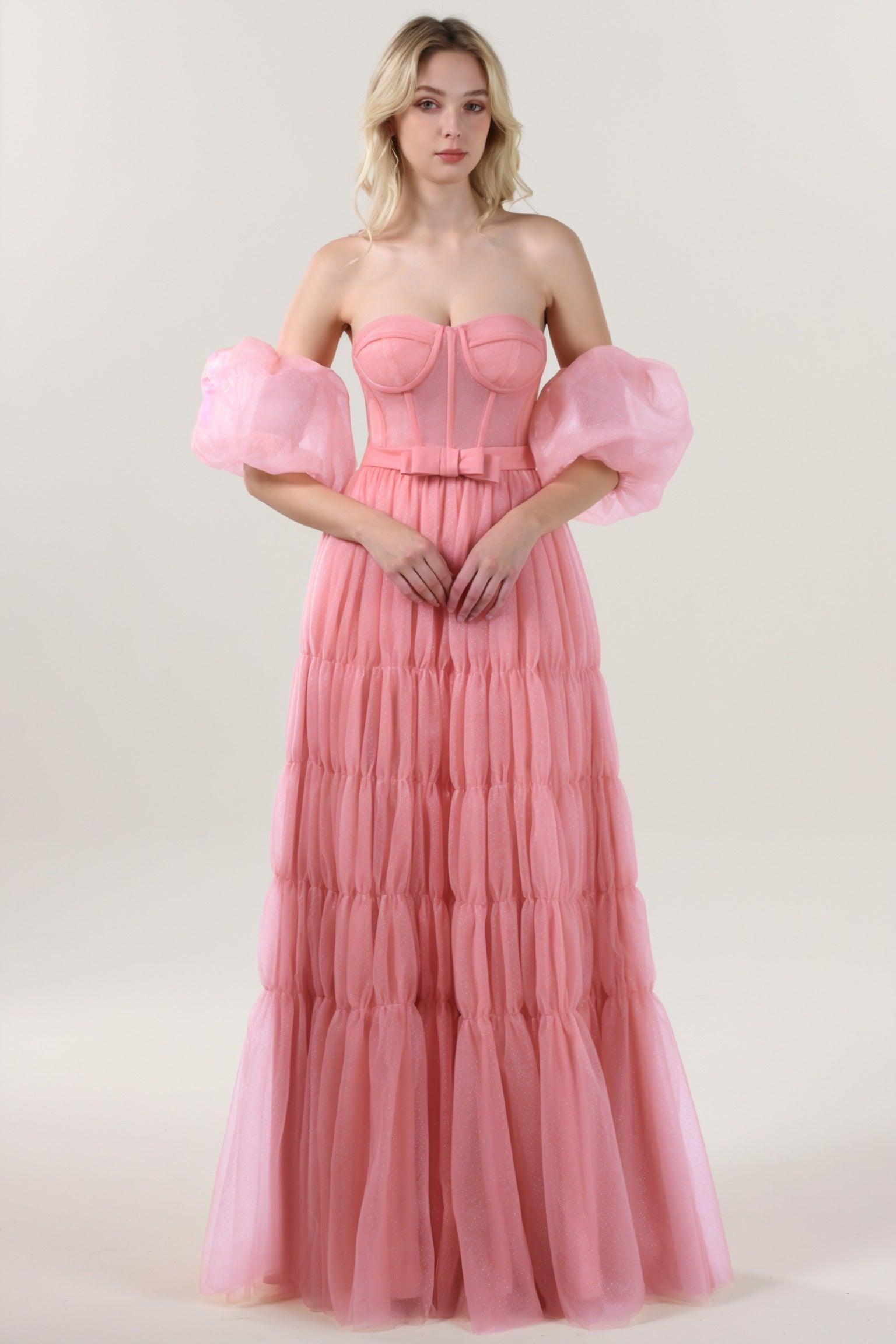 A-Line Maxi Tulle Formal Dress CS0661 - COCOMELODY
