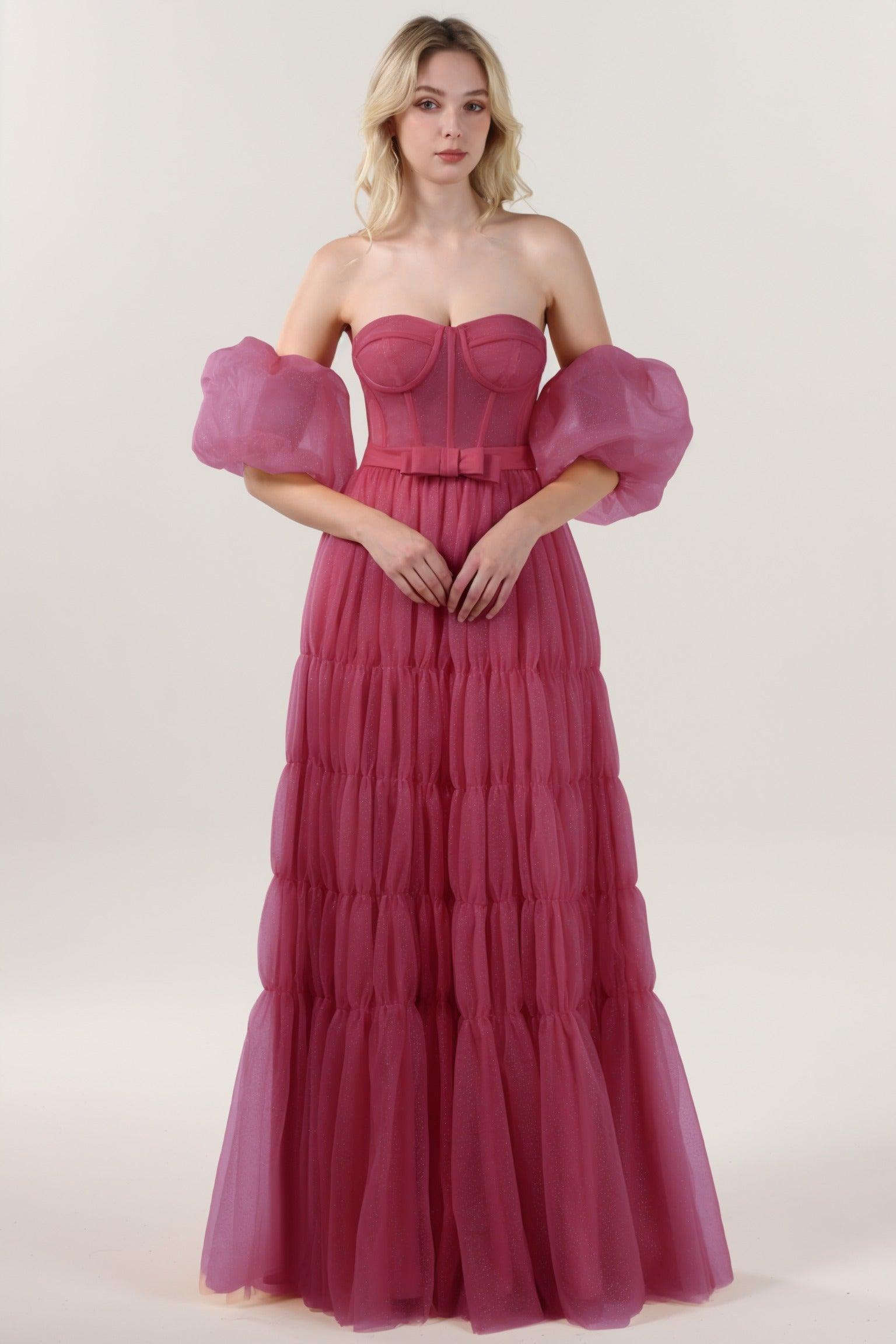 A-Line Maxi Tulle Formal Dress CS0661 - COCOMELODY