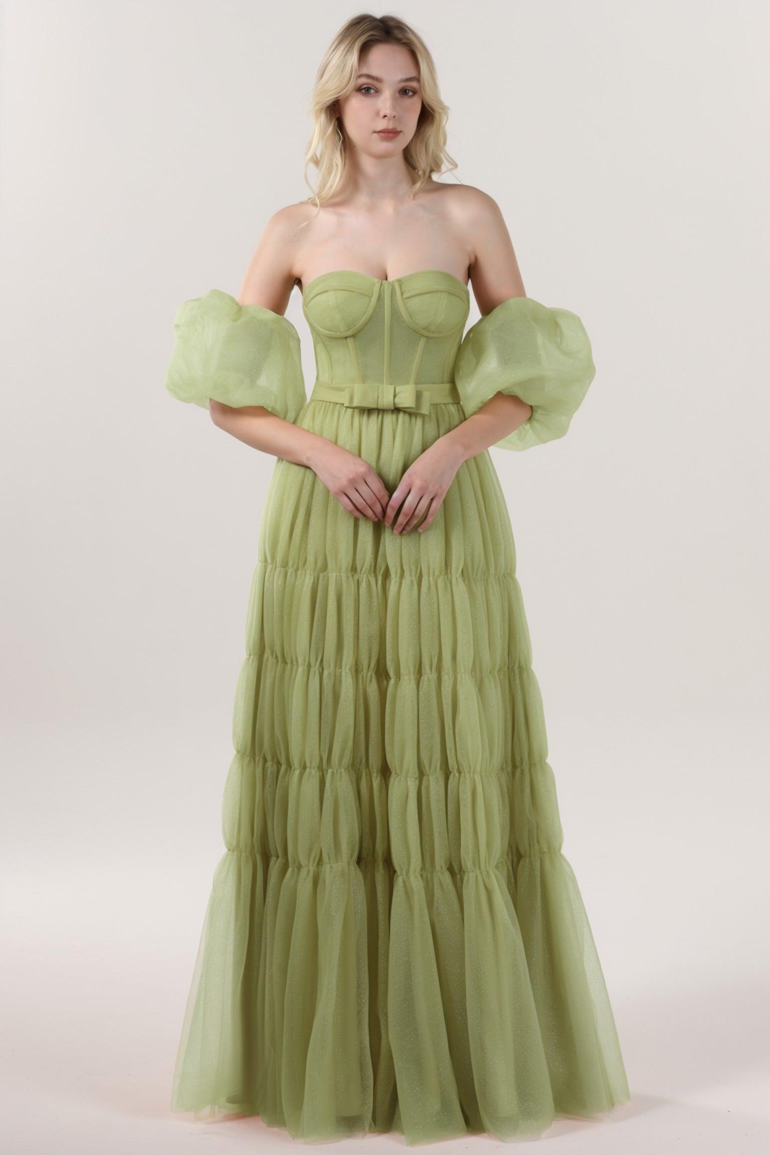 A-Line Maxi Tulle Formal Dress CS0661 - COCOMELODY
