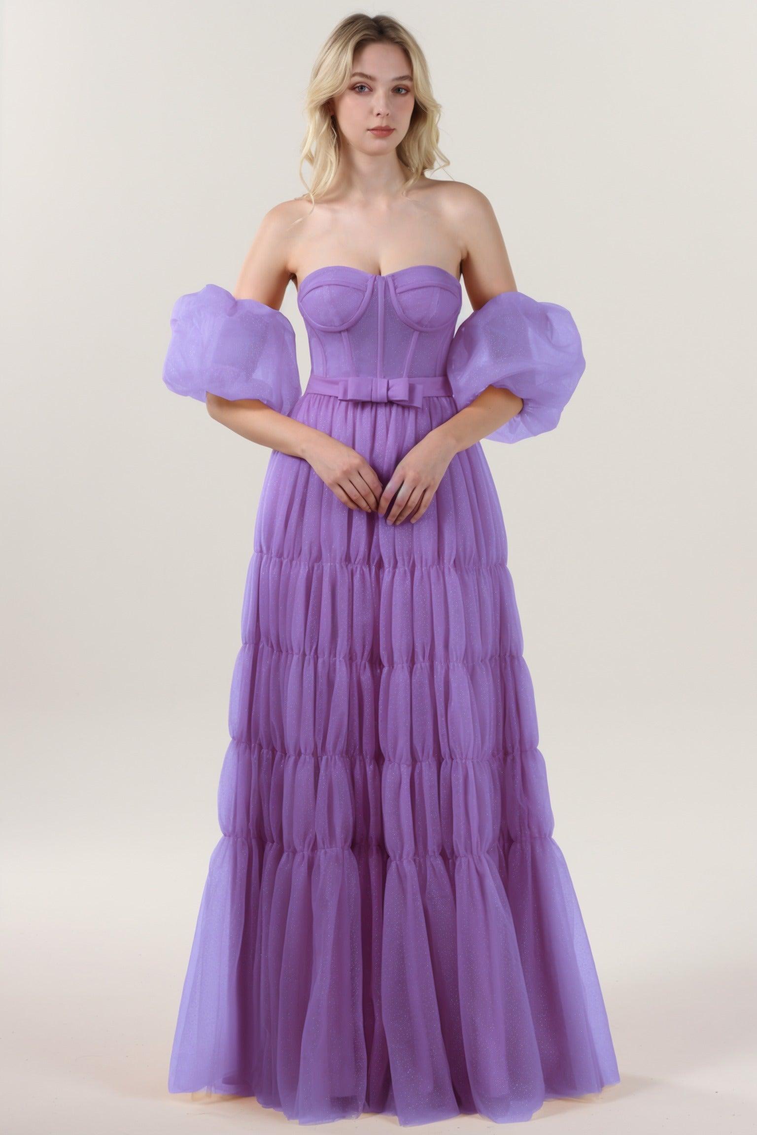 A-Line Maxi Tulle Formal Dress CS0661 - COCOMELODY