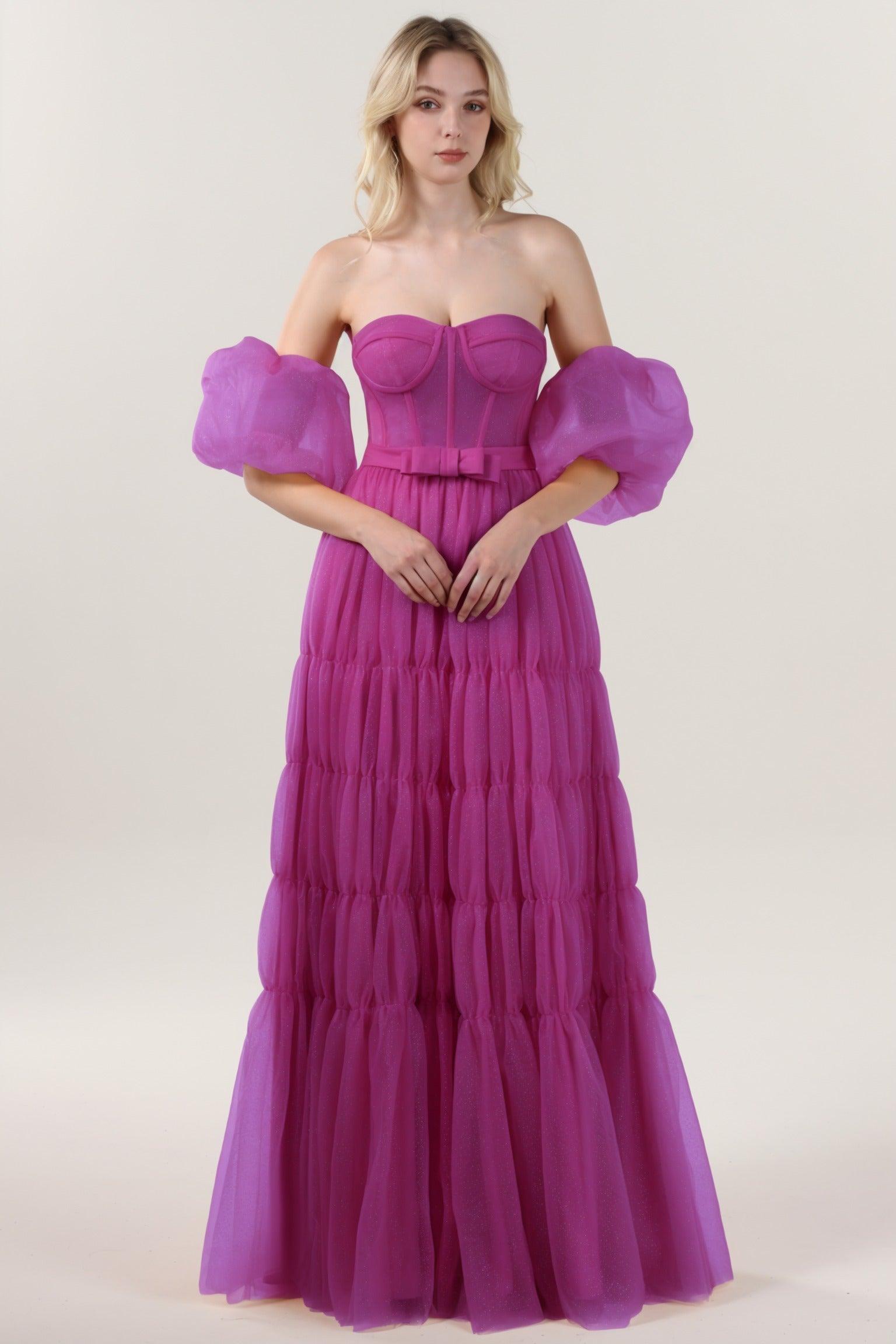 A-Line Maxi Tulle Formal Dress CS0661 - COCOMELODY