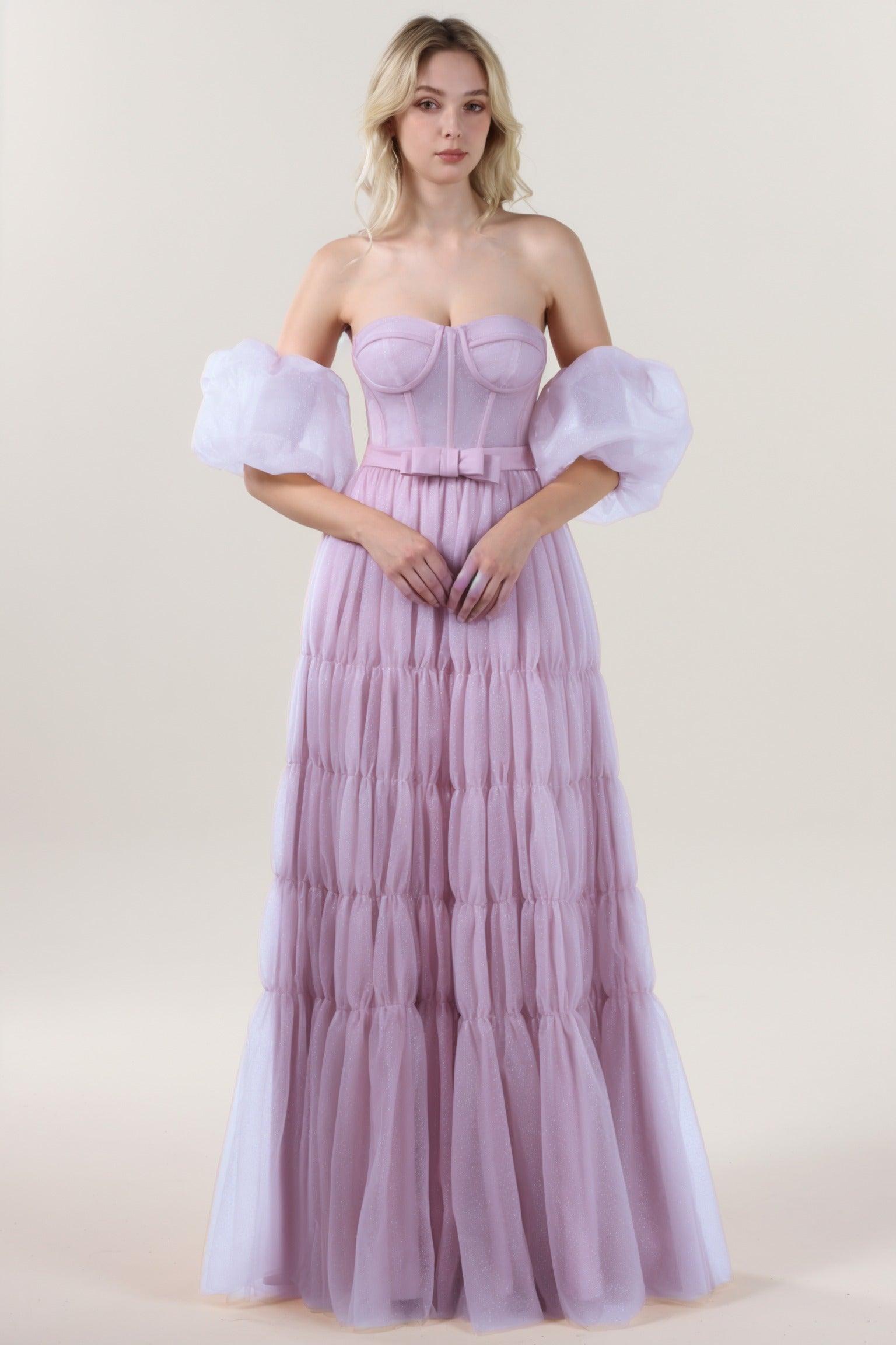 A-Line Maxi Tulle Formal Dress CS0661 - COCOMELODY
