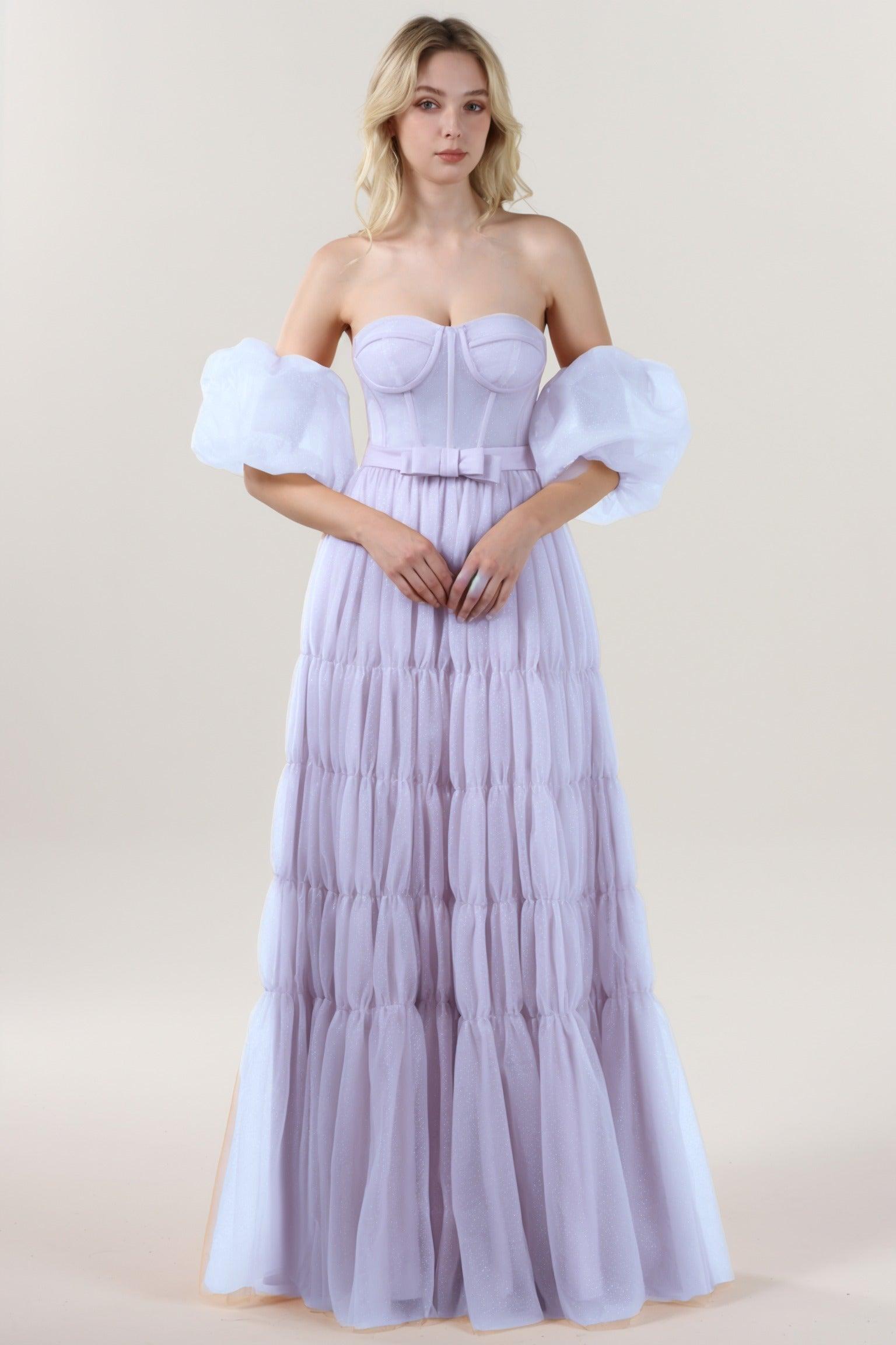 A-Line Maxi Tulle Formal Dress CS0661 - COCOMELODY