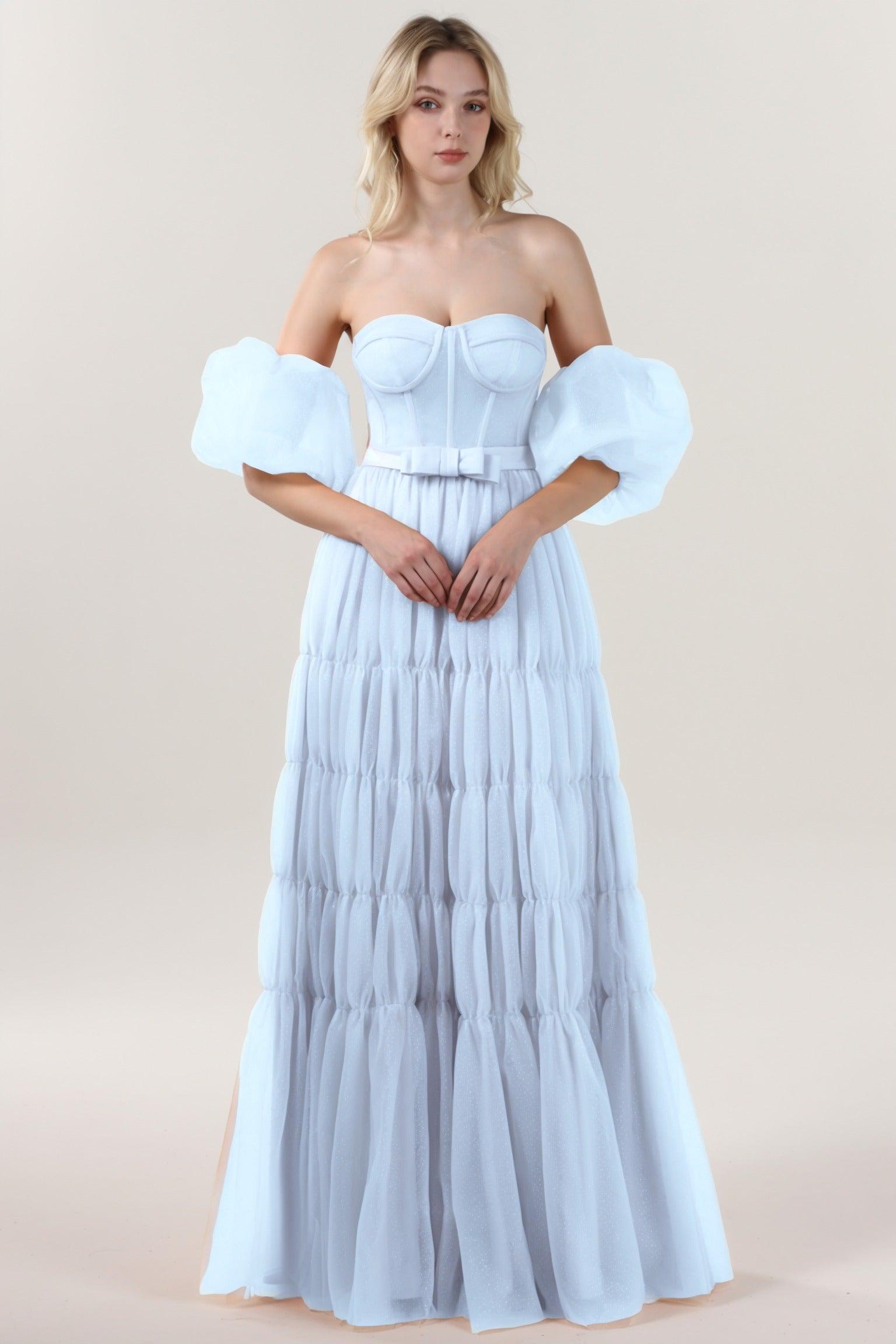 A-Line Maxi Tulle Formal Dress CS0661 - COCOMELODY