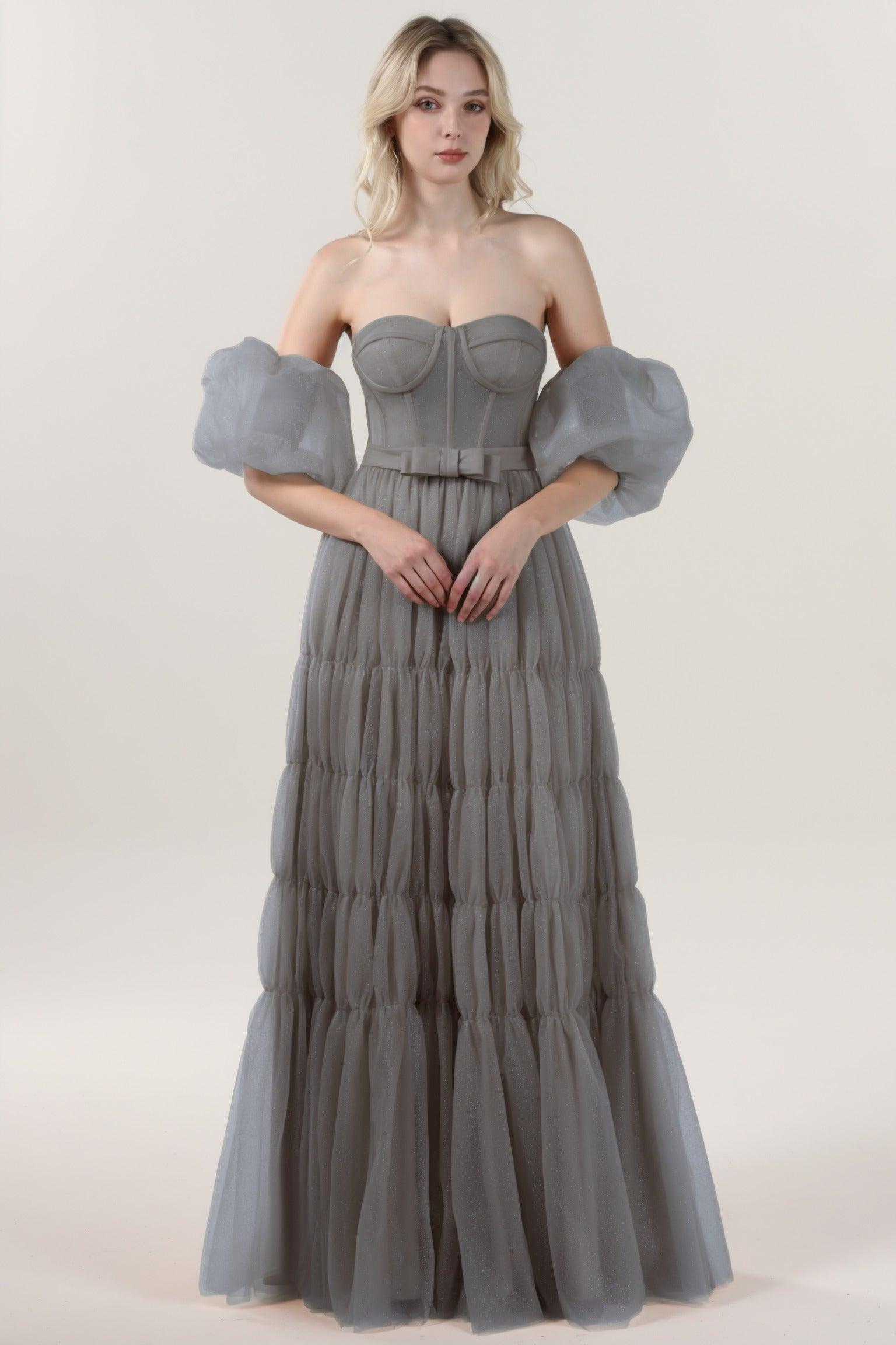 A-Line Maxi Tulle Formal Dress CS0661 - COCOMELODY