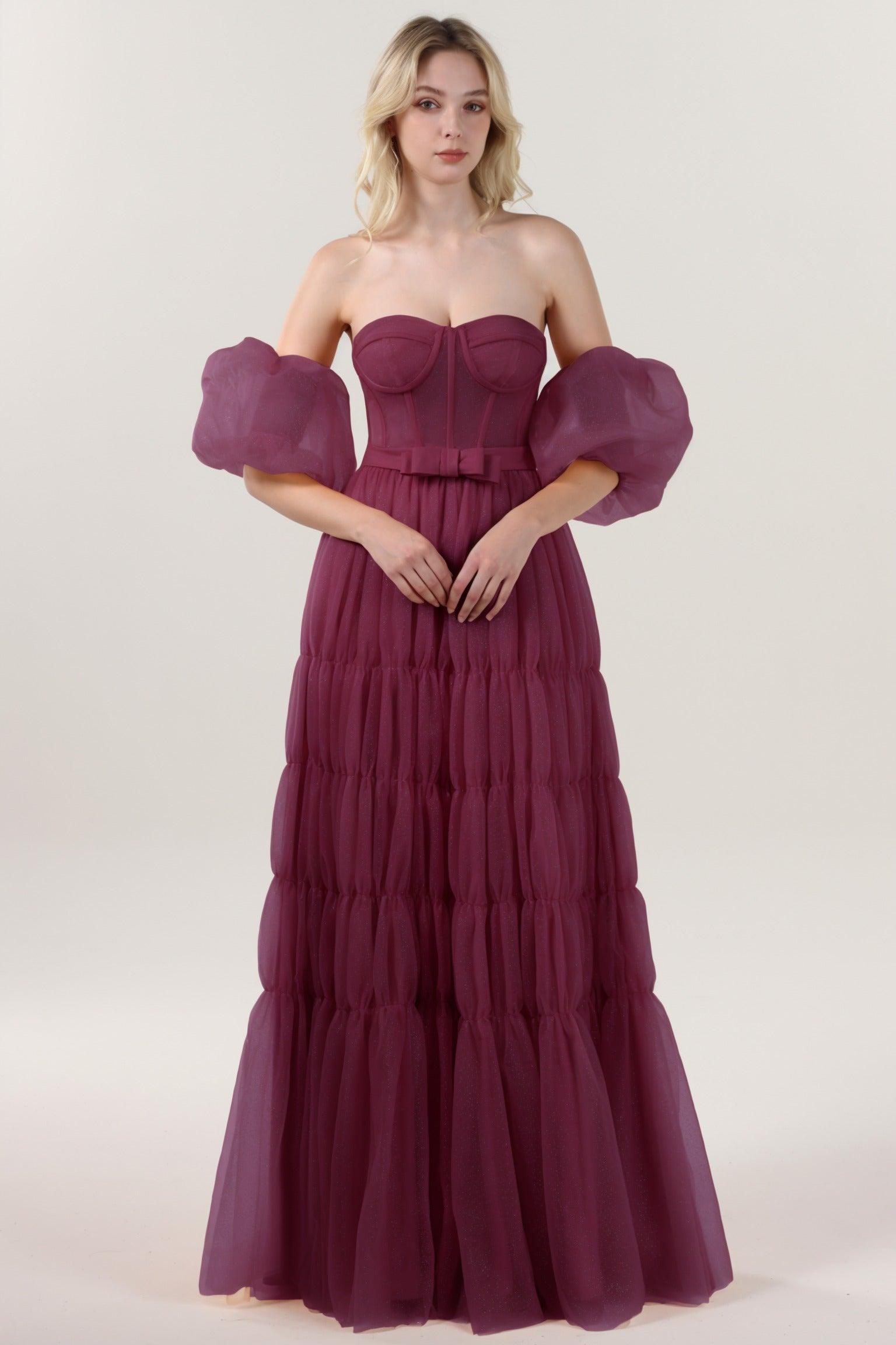 A-Line Maxi Tulle Formal Dress CS0661 - COCOMELODY