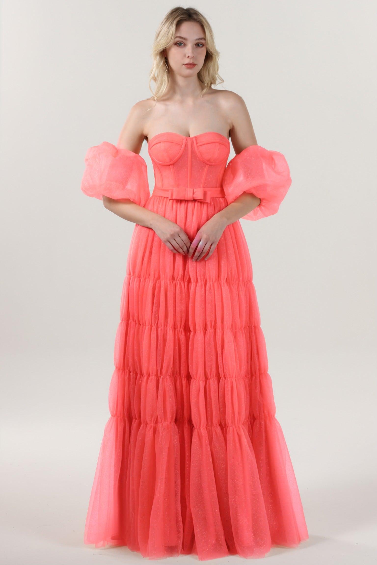 A-Line Maxi Tulle Formal Dress CS0661 - COCOMELODY