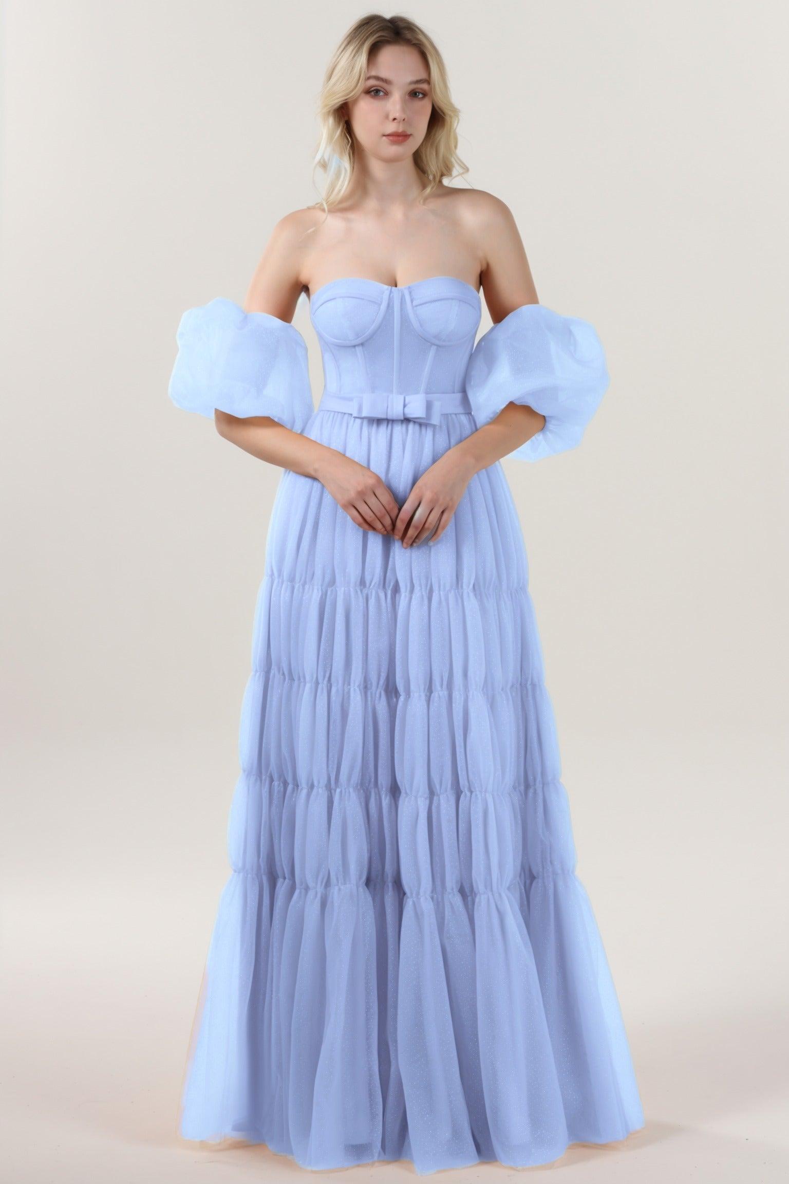 A-Line Maxi Tulle Formal Dress CS0661 - COCOMELODY