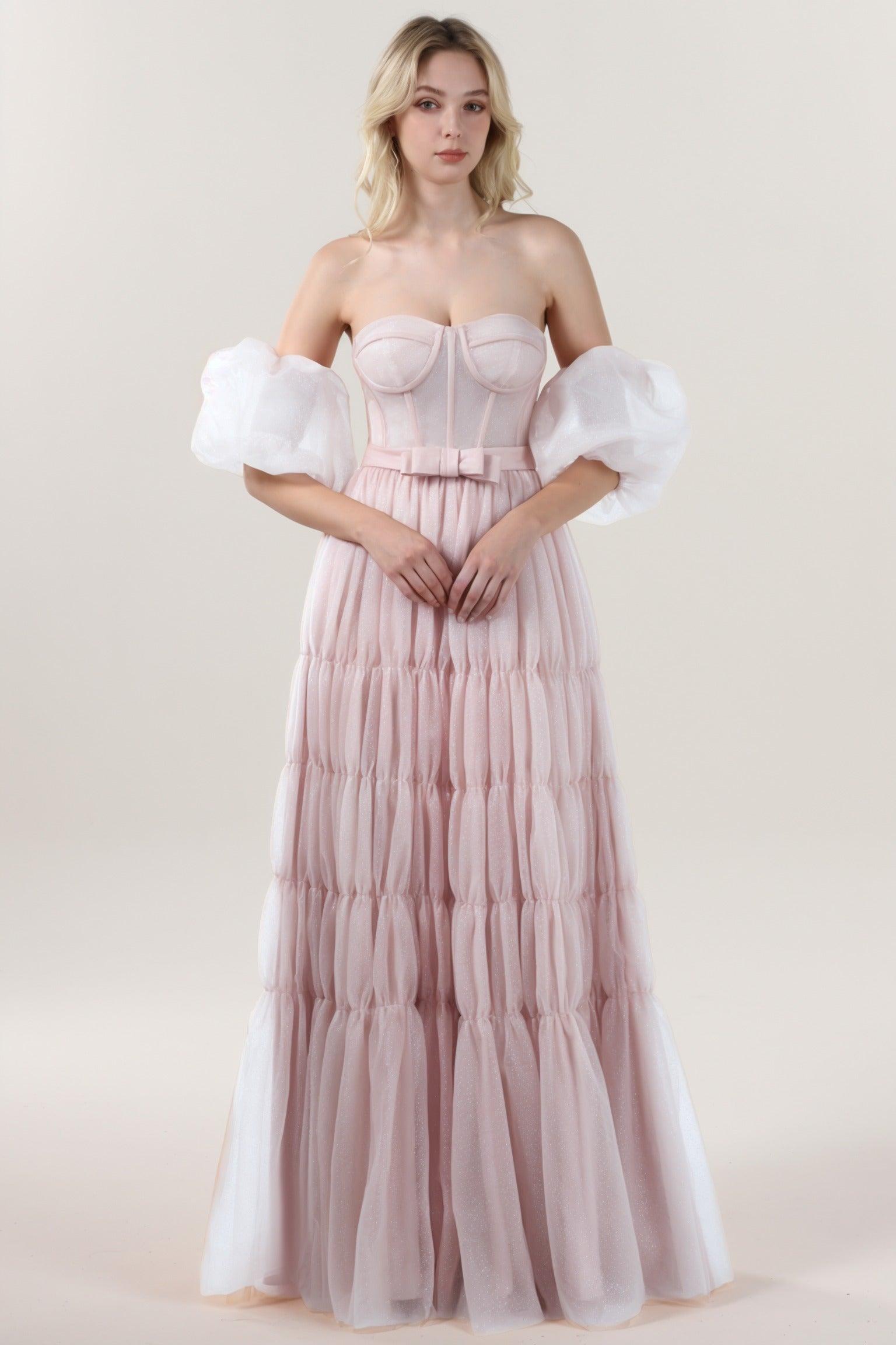 A-Line Maxi Tulle Formal Dress CS0661 - COCOMELODY