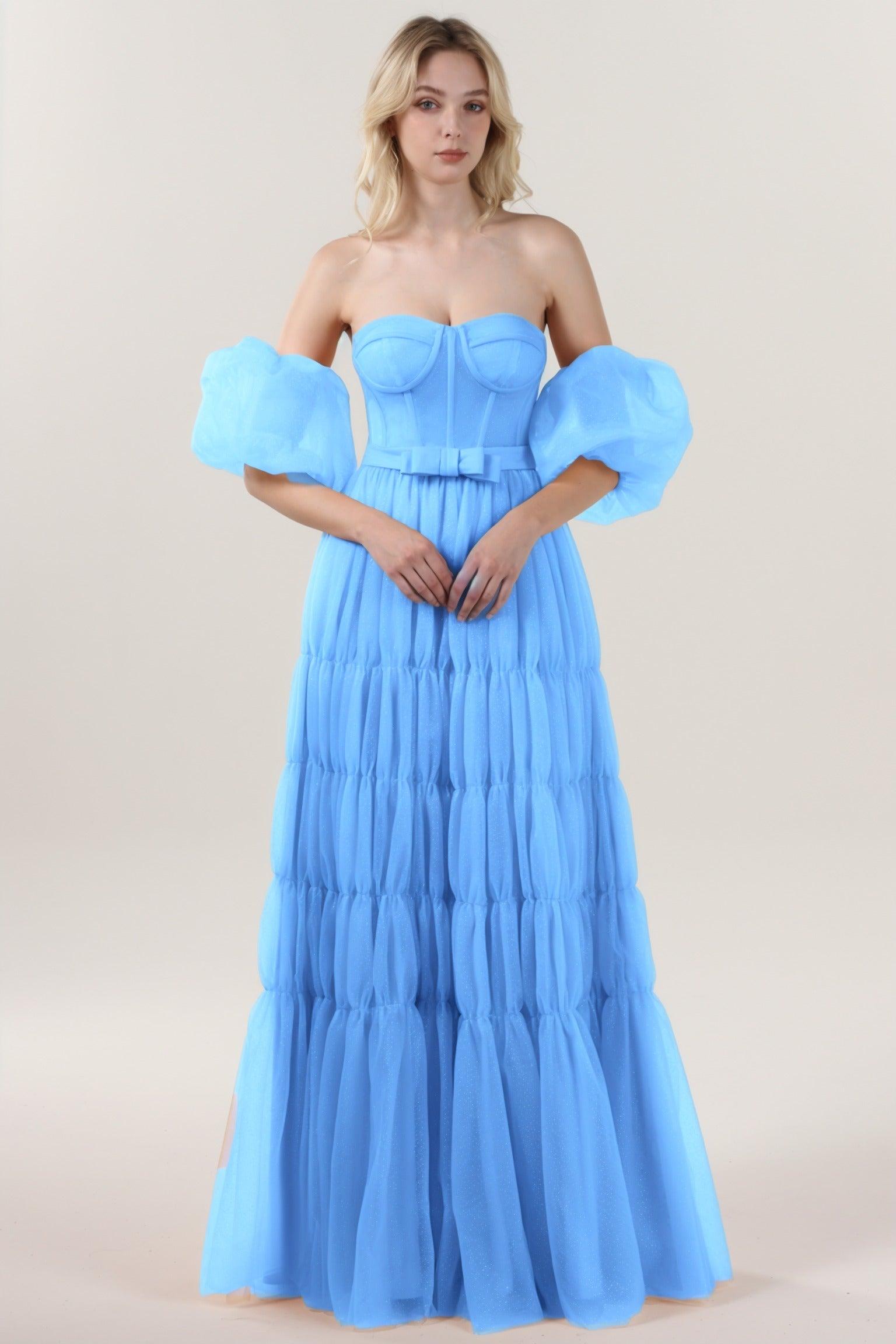 A-Line Maxi Tulle Formal Dress CS0661 - COCOMELODY