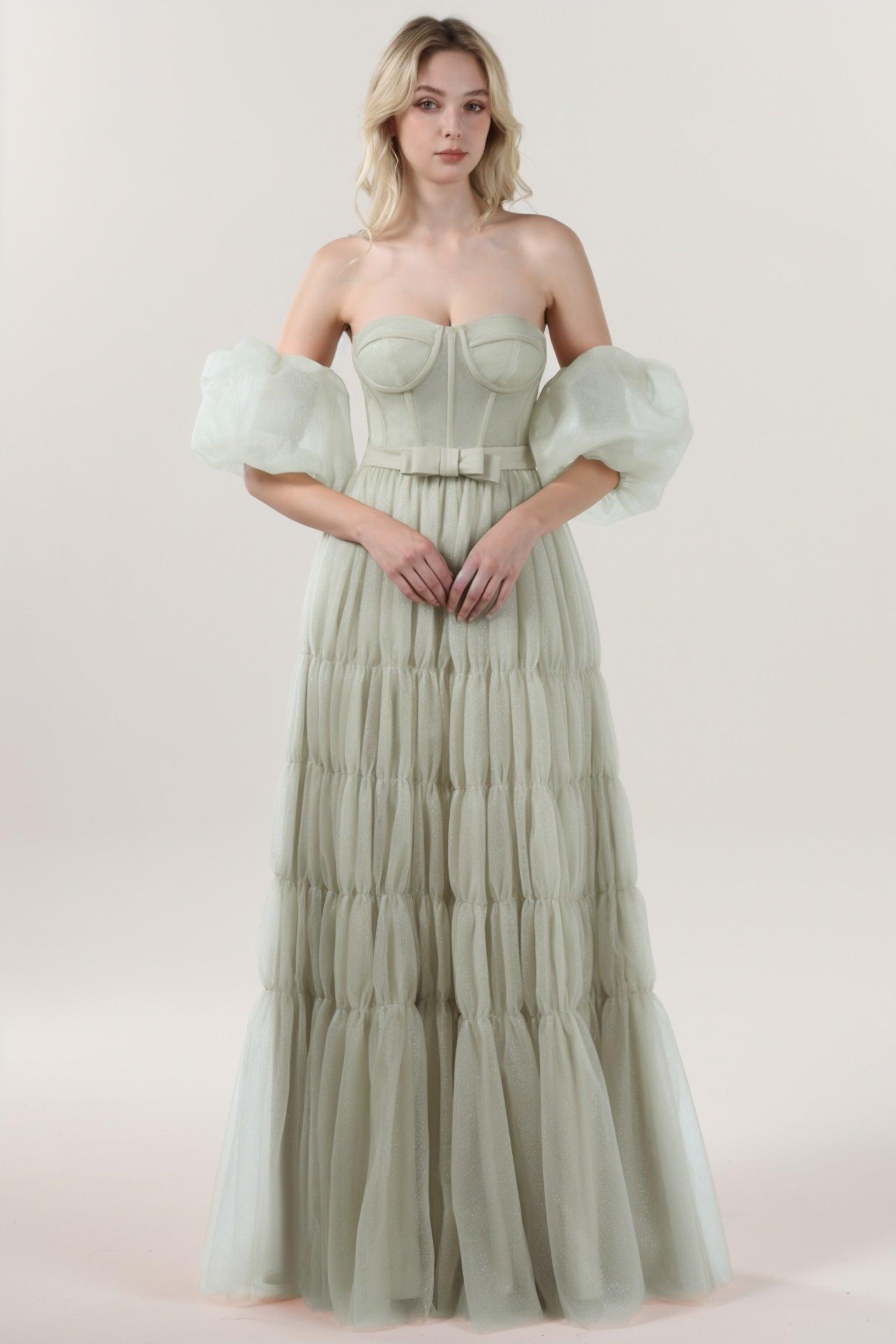 A-Line Maxi Tulle Formal Dress CS0661 - COCOMELODY