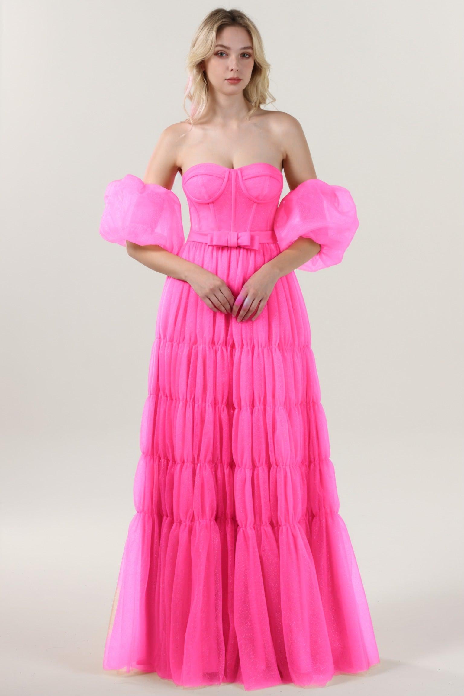 A-Line Maxi Tulle Formal Dress CS0661 - COCOMELODY