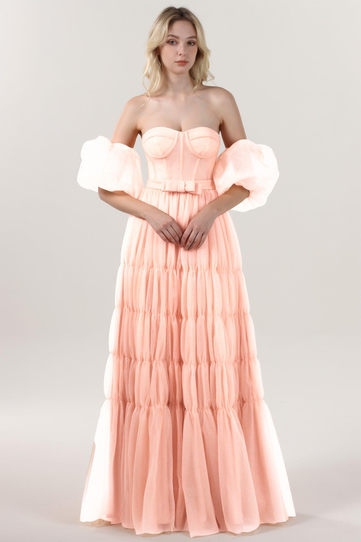 A-Line Maxi Tulle Formal Dress CS0661 - COCOMELODY