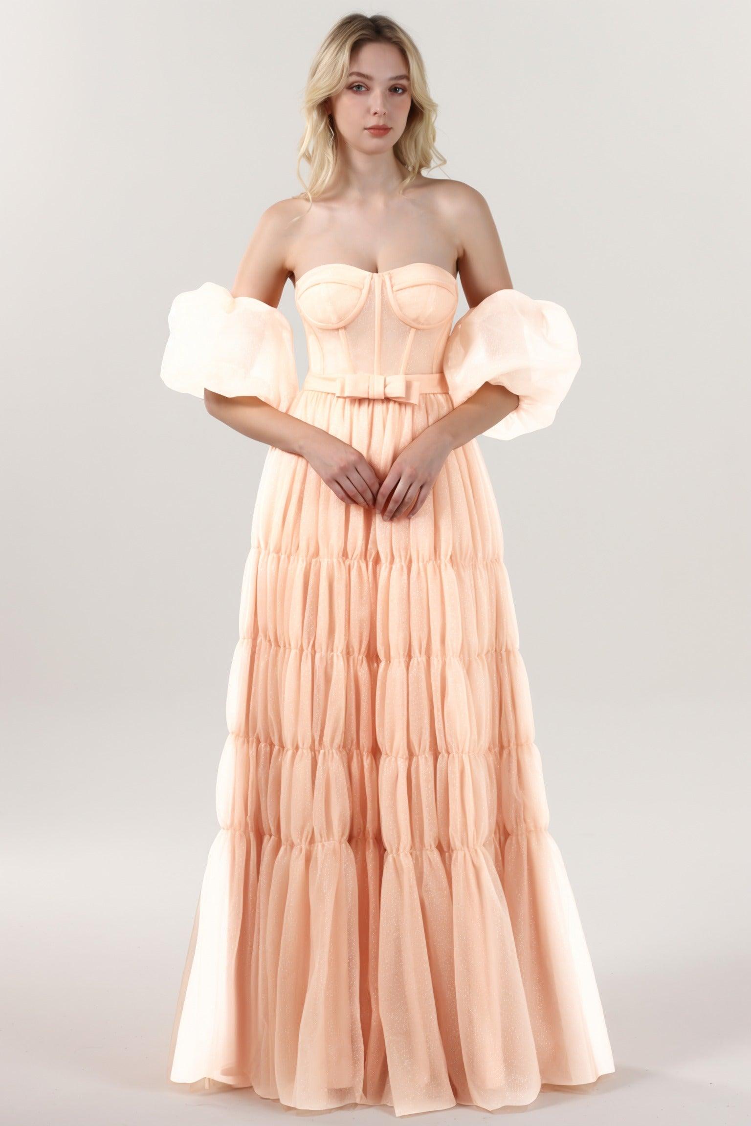 A-Line Maxi Tulle Formal Dress CS0661 - COCOMELODY