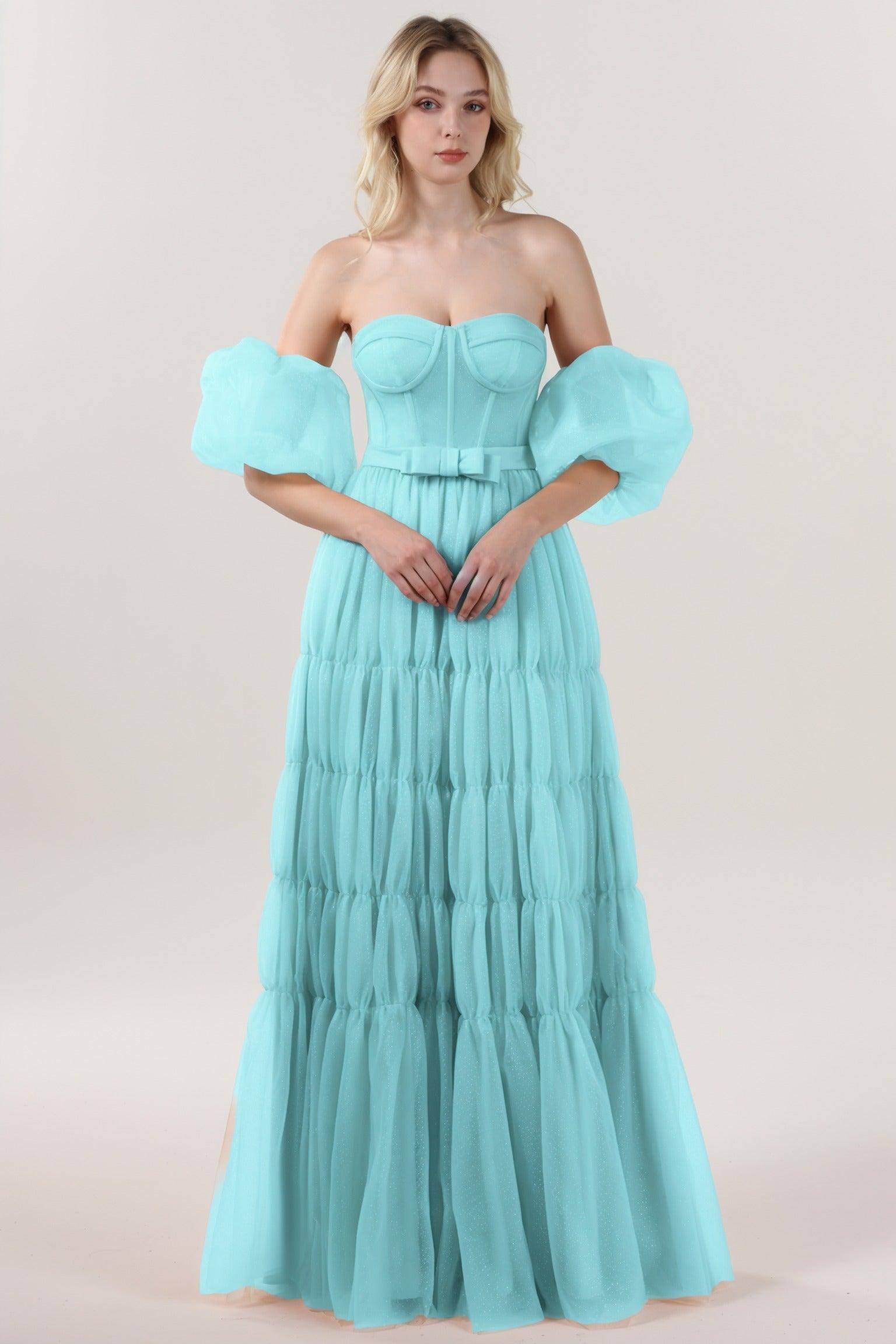A-Line Maxi Tulle Formal Dress CS0661 - COCOMELODY