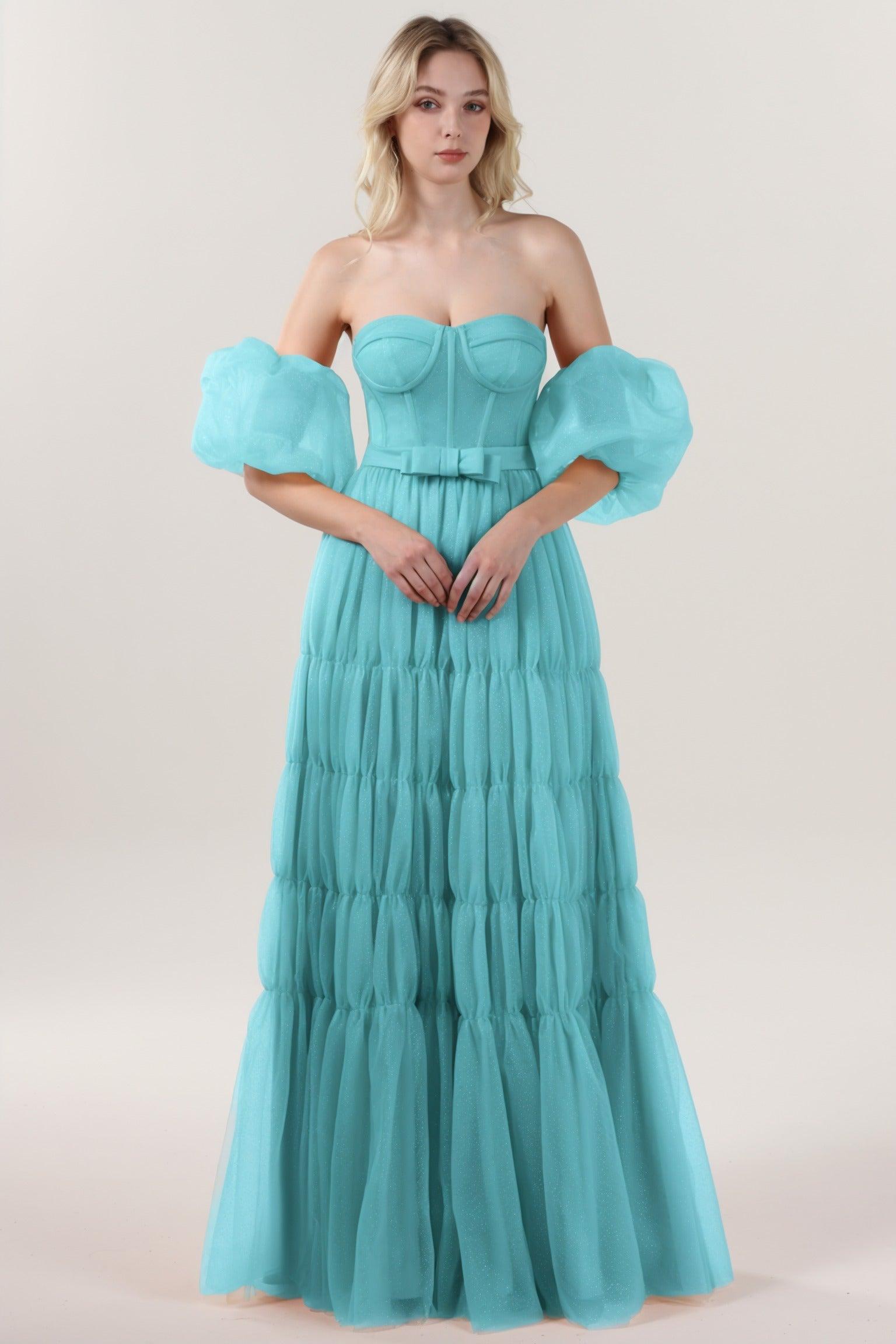 A-Line Maxi Tulle Formal Dress CS0661 - COCOMELODY