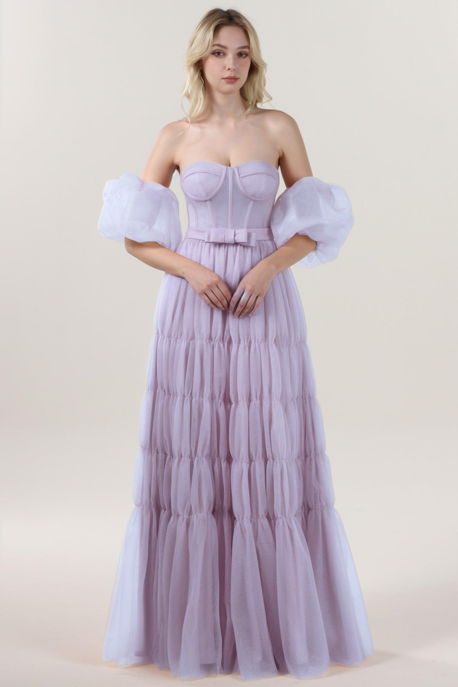 A-Line Maxi Tulle Formal Dress CS0661 - COCOMELODY