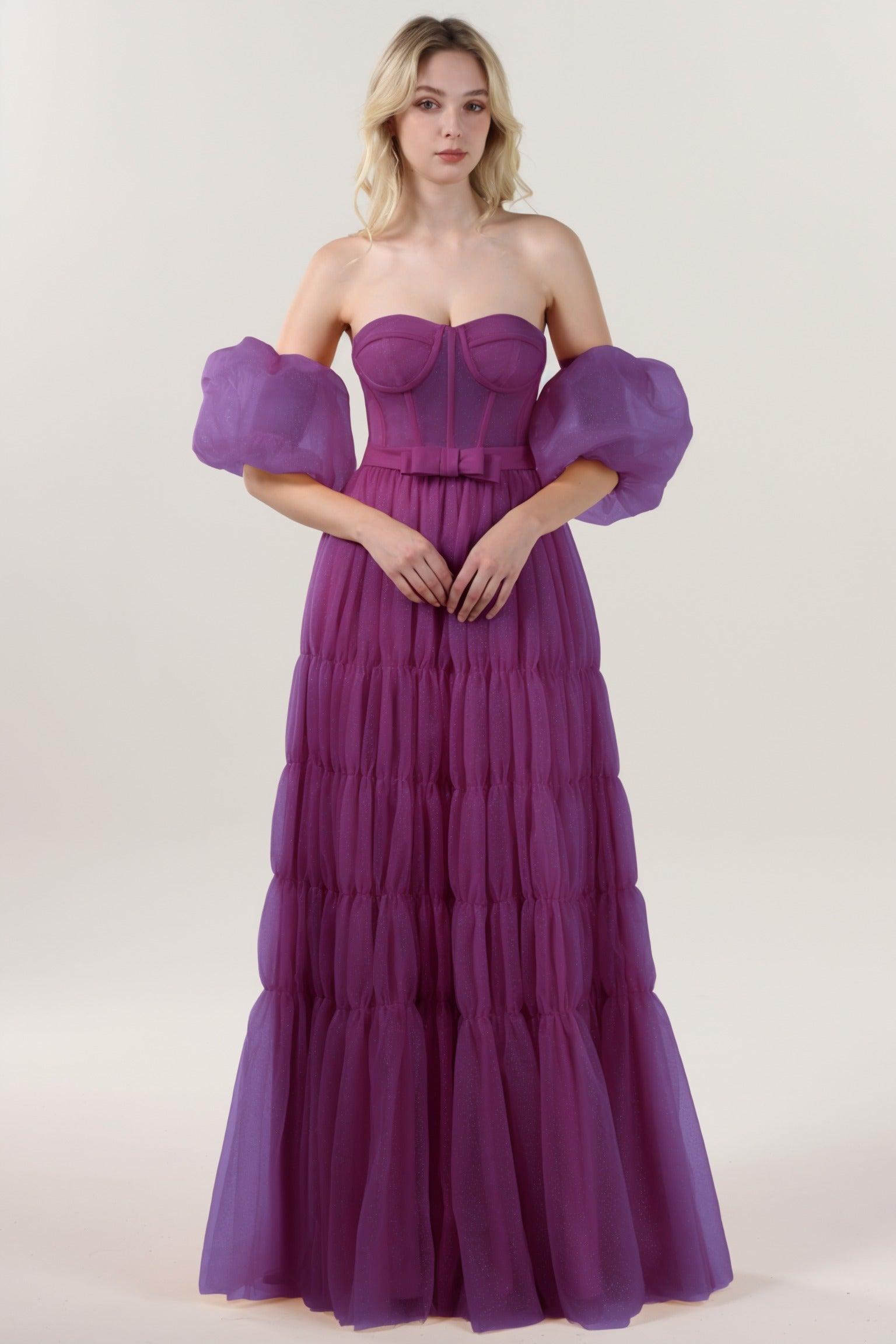 A-Line Maxi Tulle Formal Dress CS0661 - COCOMELODY