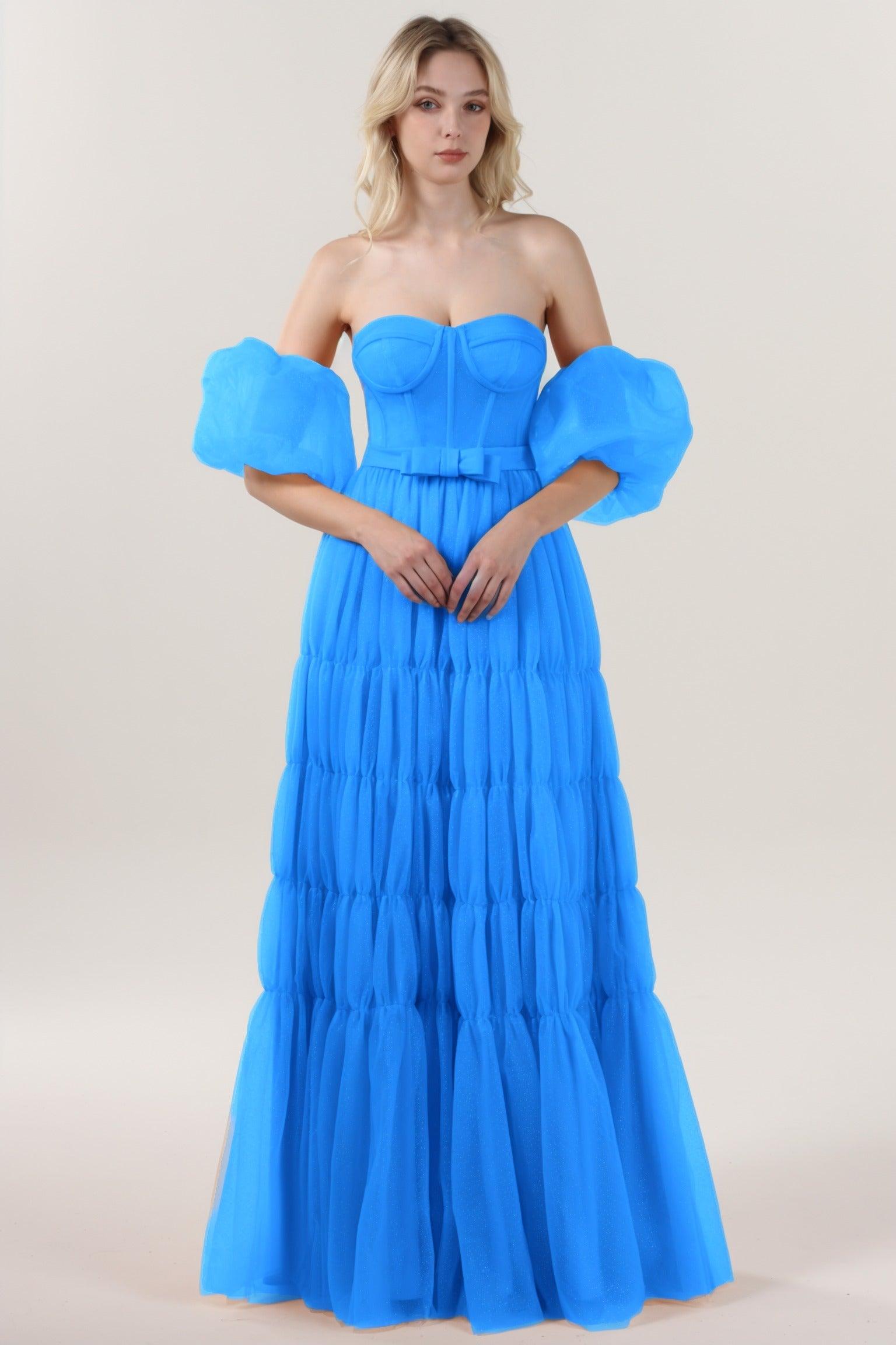 A-Line Maxi Tulle Formal Dress CS0661 - COCOMELODY