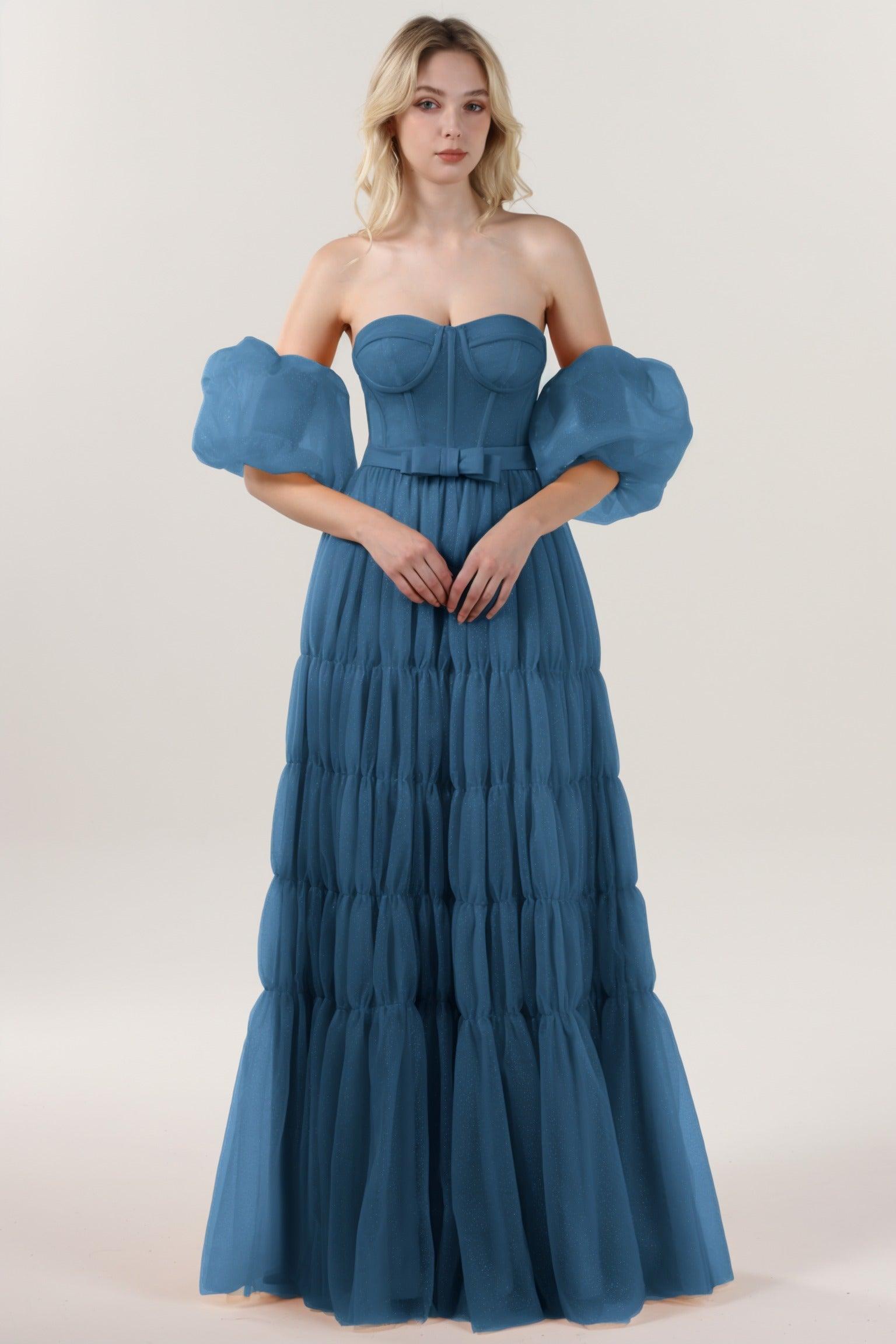 A-Line Maxi Tulle Formal Dress CS0661 - COCOMELODY