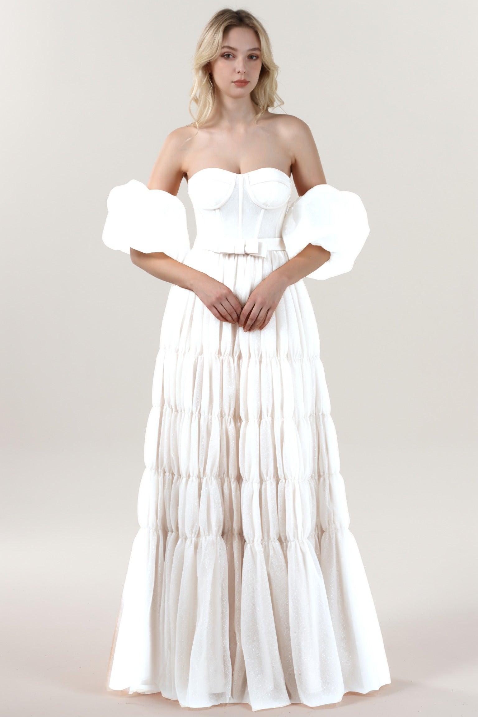 A-Line Maxi Tulle Formal Dress CS0661 - COCOMELODY