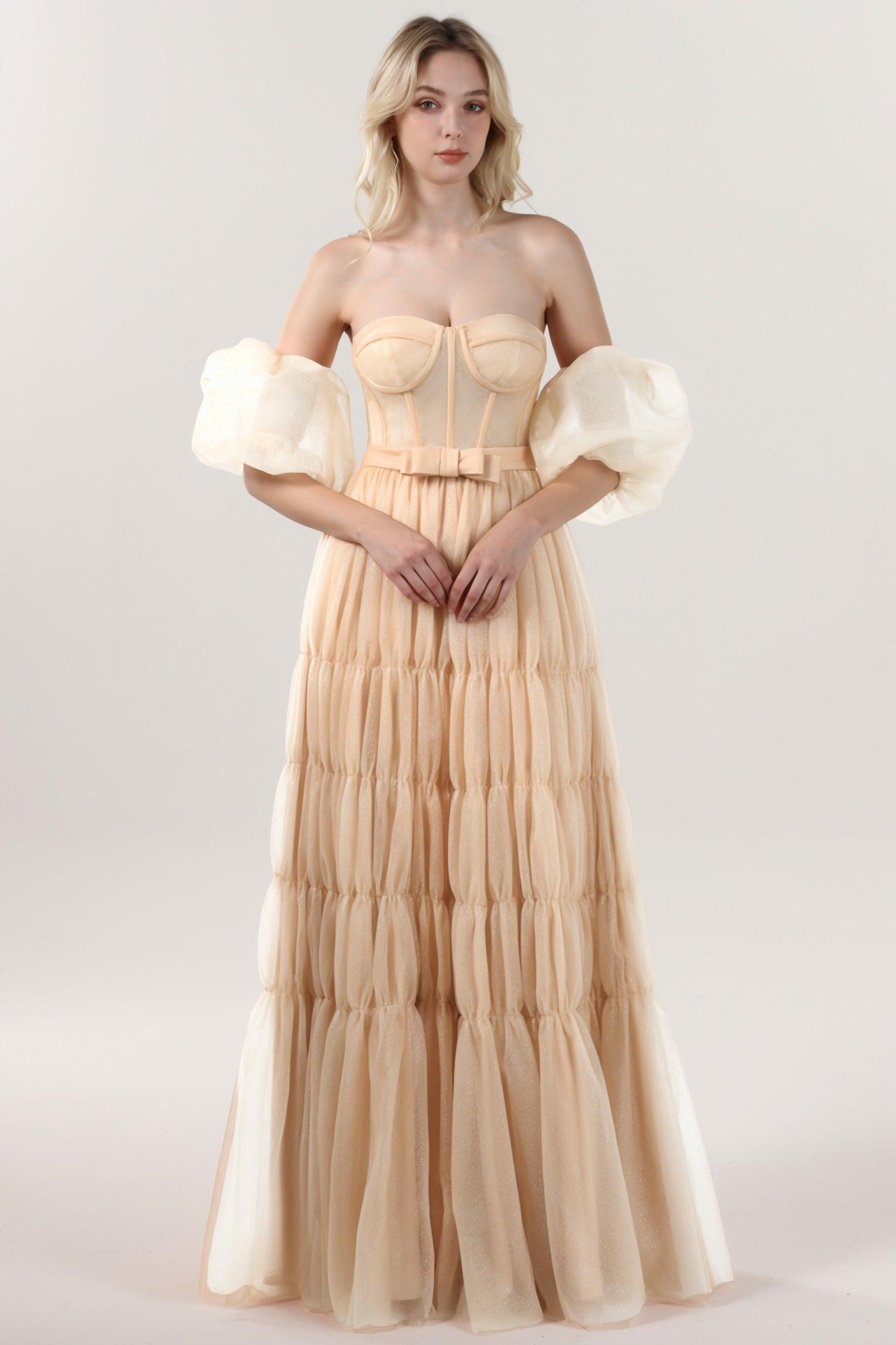 A-Line Maxi Tulle Formal Dress CS0661 - COCOMELODY