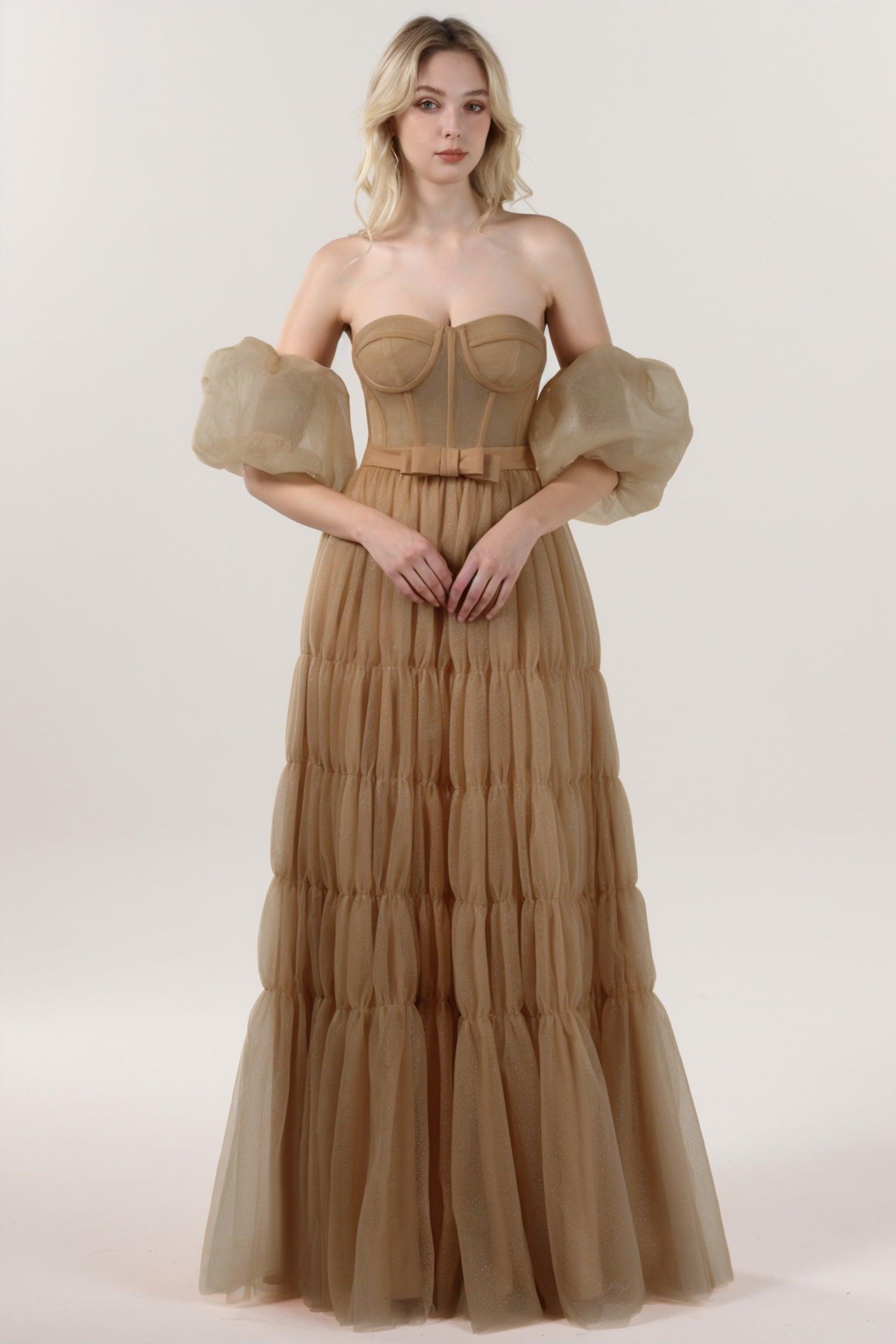 A-Line Maxi Tulle Formal Dress CS0661 - COCOMELODY