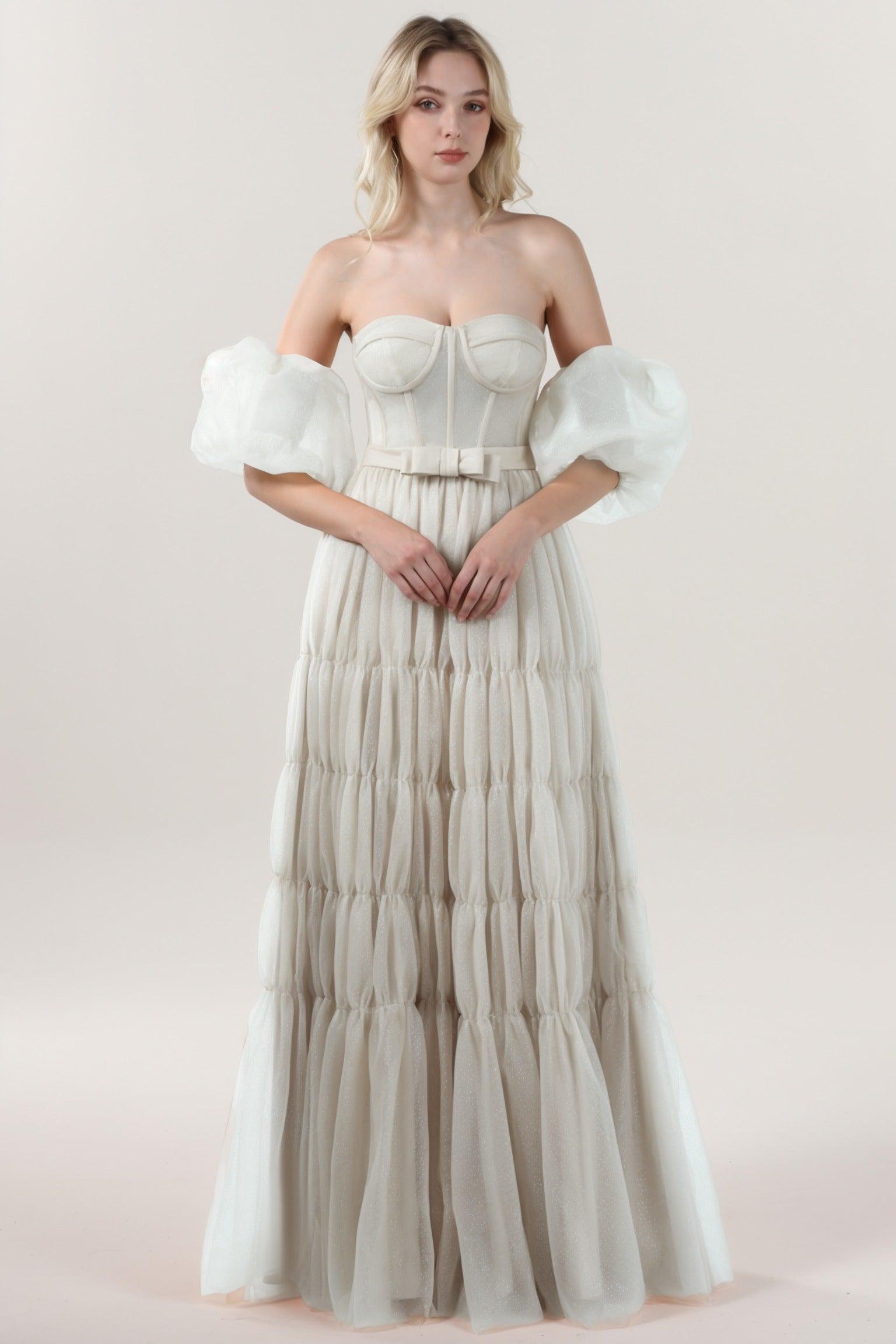 A-Line Maxi Tulle Formal Dress CS0661 - COCOMELODY