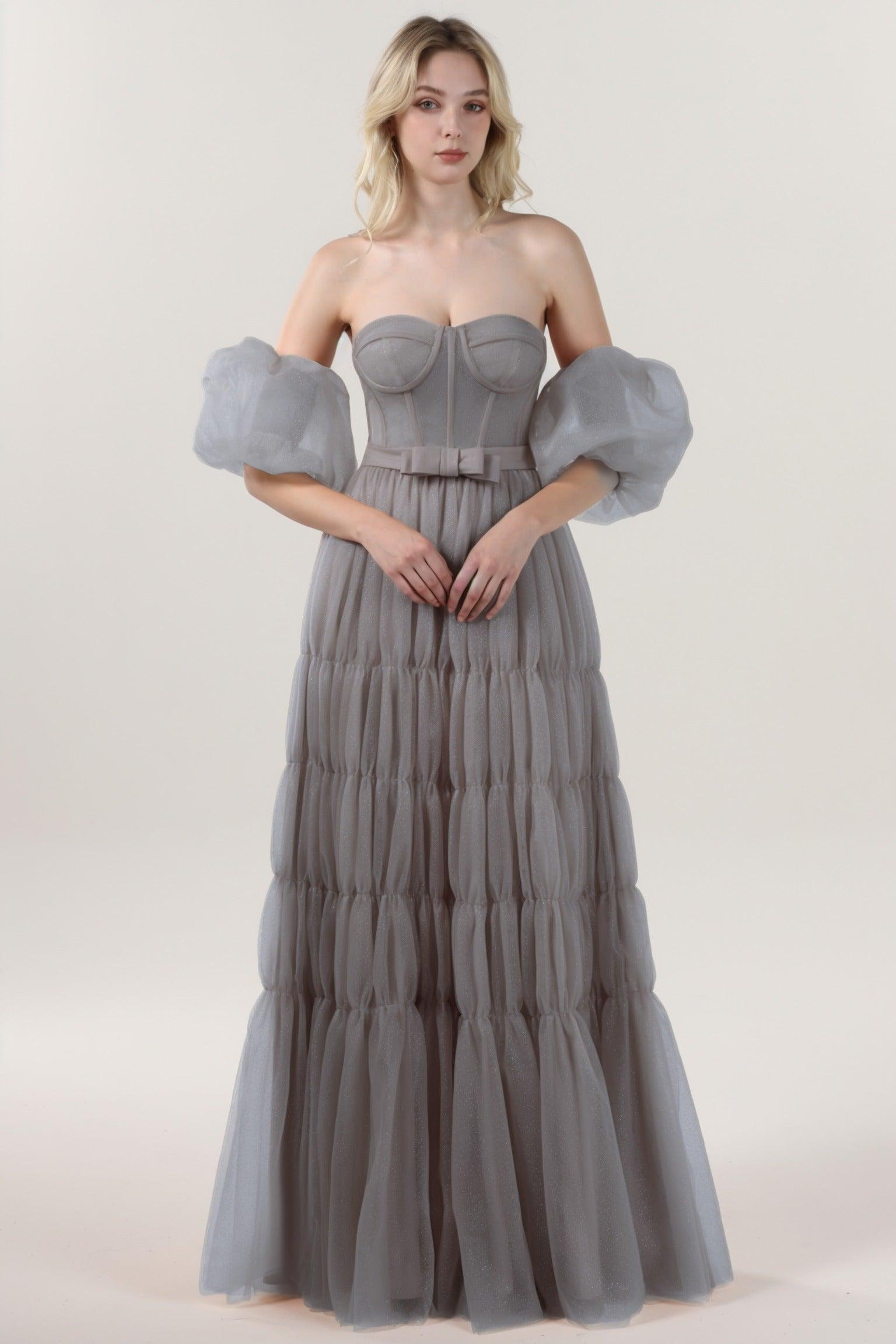 A-Line Maxi Tulle Formal Dress CS0661 - COCOMELODY