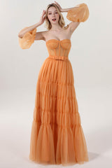 A-Line Maxi Tulle Formal Dress CS0661 - COCOMELODY