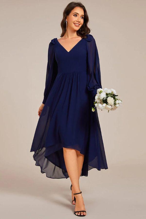 A-Line Midi Chiffon Dress CS0687 - COCOMELODY