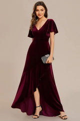 A-Line Maxi Comprises Velvet Dress CS0691 - COCOMELODY