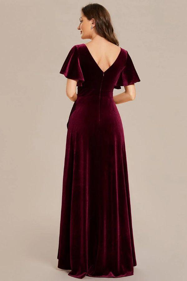A-Line Maxi Comprises Velvet Dress CS0691 - COCOMELODY