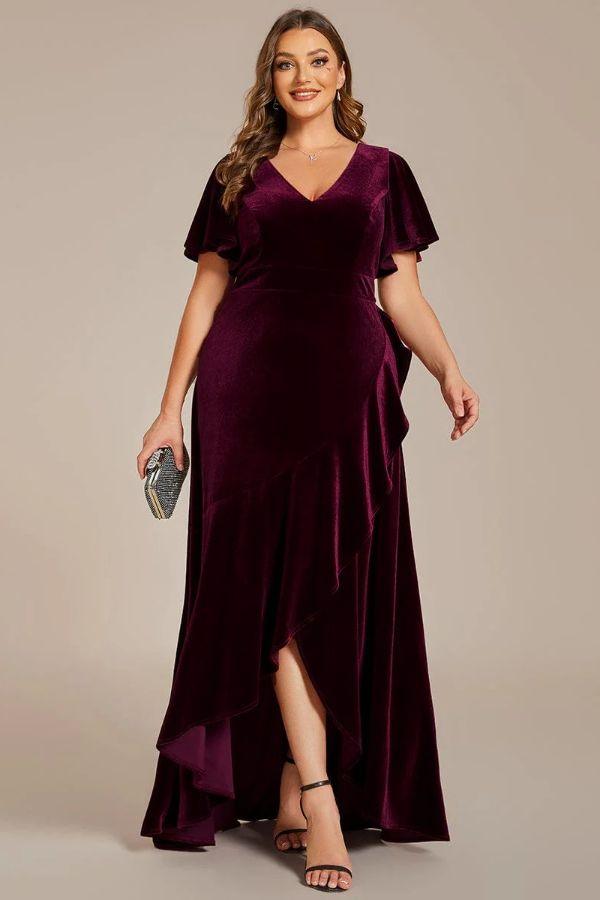 A-Line Maxi Comprises Velvet Dress CS0691 - COCOMELODY