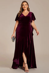 A-Line Maxi Comprises Velvet Dress CS0691 - COCOMELODY