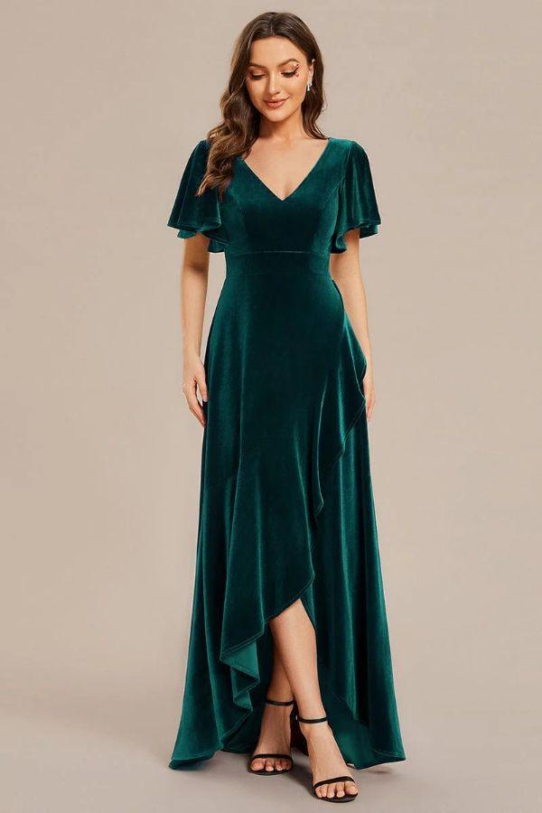 A-Line Maxi Comprises Velvet Dress CS0691 - COCOMELODY