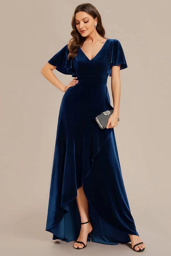 A-Line Maxi Comprises Velvet Dress CS0691 - COCOMELODY