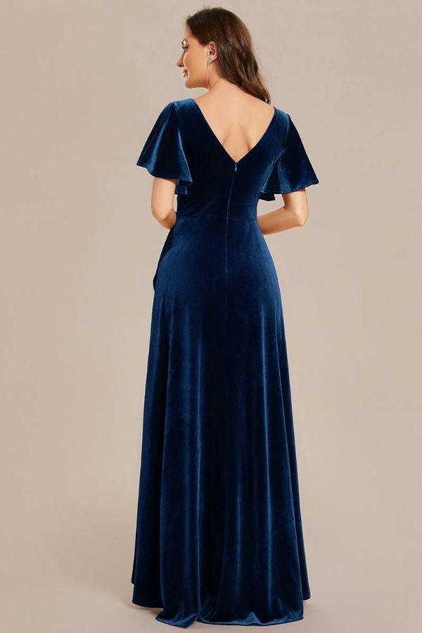 A-Line Maxi Comprises Velvet Dress CS0691 - COCOMELODY