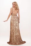 Trumpet-Mermaid Sweep-Brush Train Sequined Prom Dress CS0699 - COCOMELODY
