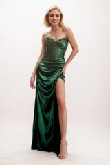 Mermaid Sweep-Brush Train Elastic Silk like Satin Prom Dress CS0709 - COCOMELODY