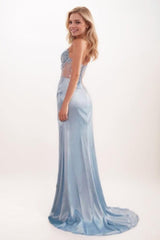 Mermaid Sweep-Brush Train Elastic Silk like Satin Prom Dress CS0709 - COCOMELODY