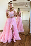 A-Line Court Train Tulle Prom Dress CS0711 - COCOMELODY