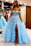 A-Line Court Train Tulle Prom Dress CS0711 - COCOMELODY