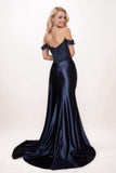 Mermaid Sweep-Brush Train Elastic Silk like Satin Prom Dress CS0714 - COCOMELODY