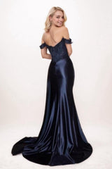 Mermaid Sweep-Brush Train Elastic Silk like Satin Prom Dress CS0714 - COCOMELODY