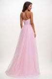 Sweetheart Ruched Illusion Corset A-LineTulle Prom Dresses CS0729 - COCOMELODY